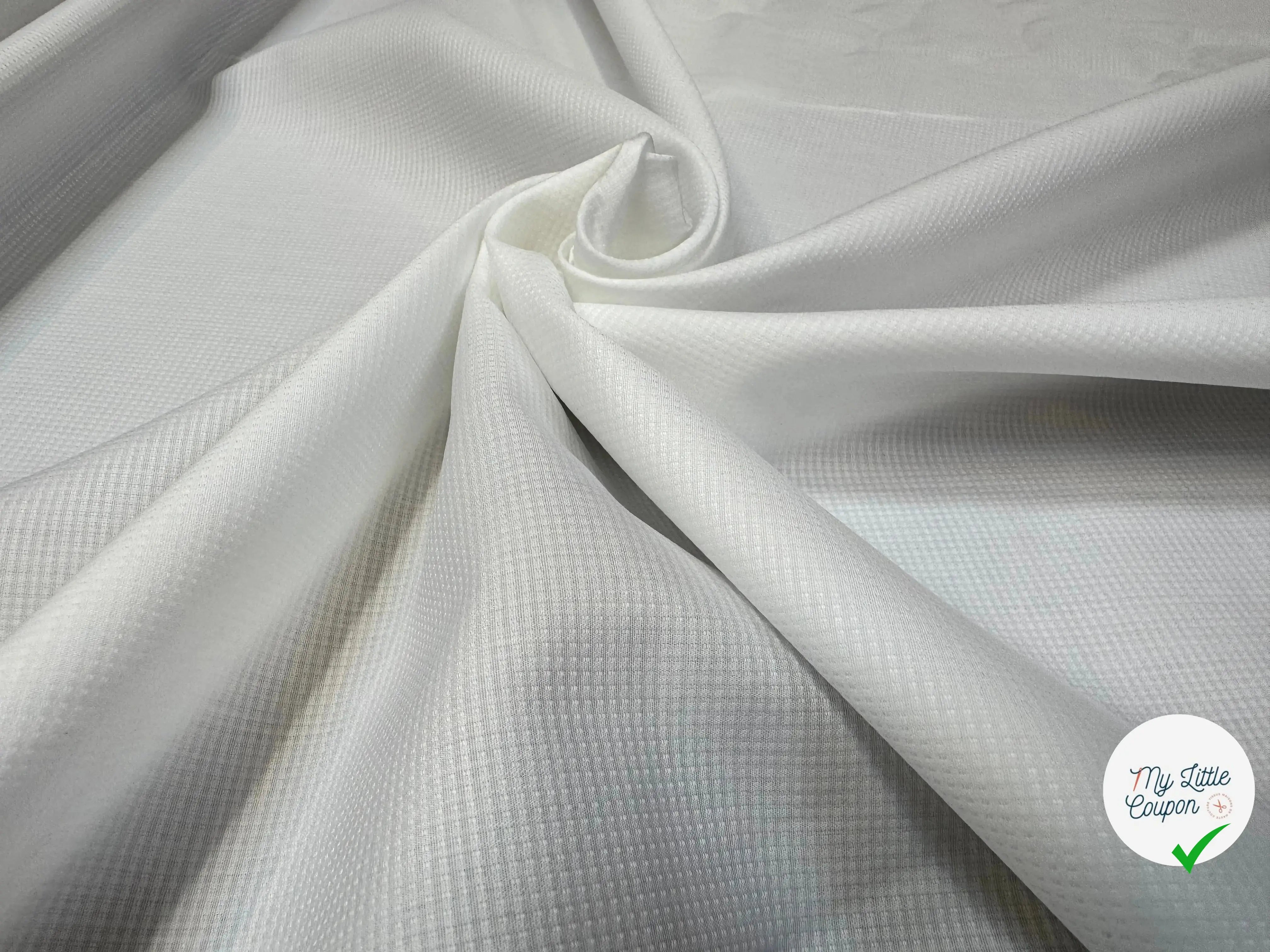 TISSU CHEMISE COTON BLANC ALBINI BLANC EFFET NID D'ABEILLE - My Little Coupon