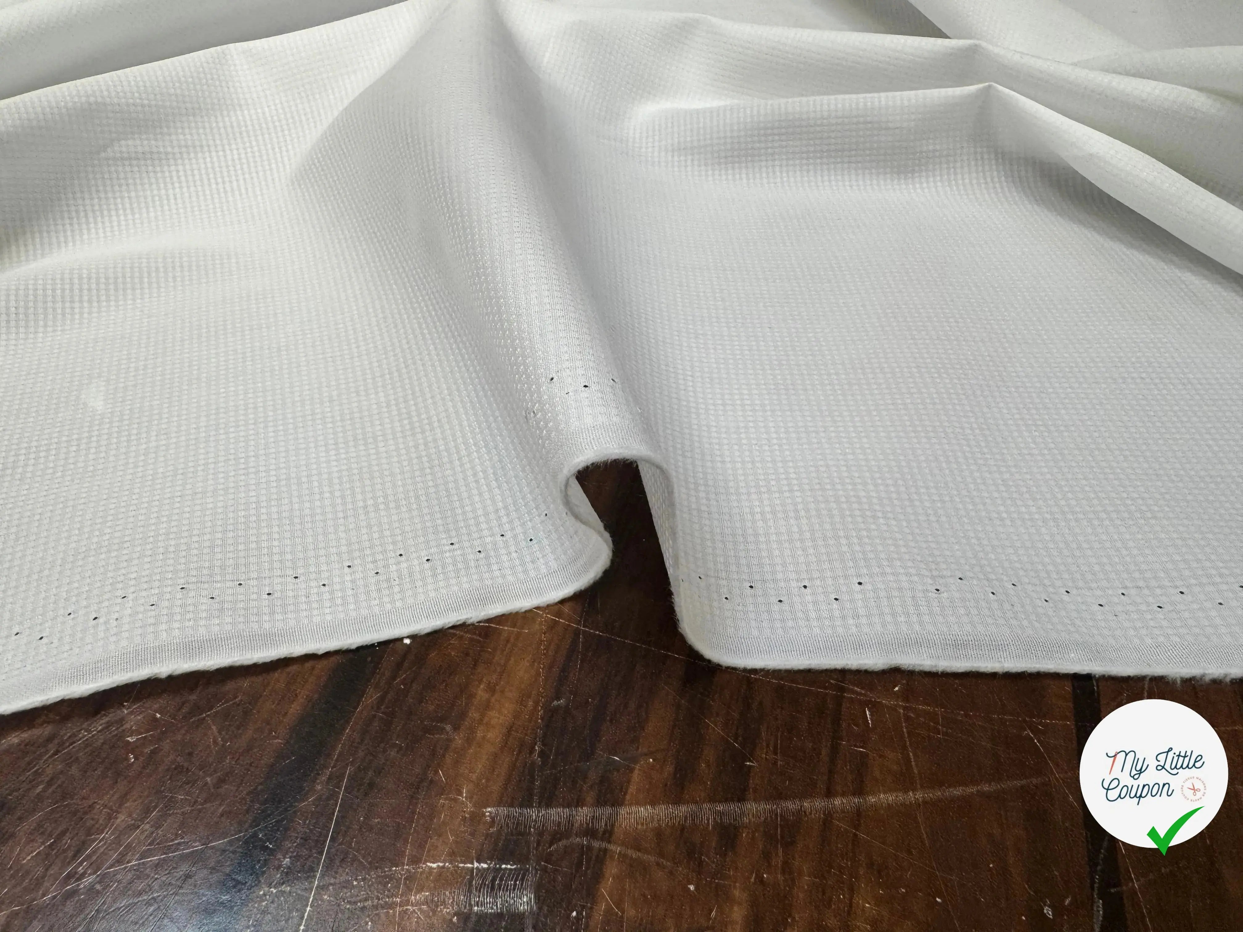TISSU CHEMISE COTON BLANC ALBINI BLANC EFFET NID D'ABEILLE - My Little Coupon