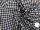 TISSU COTON TRAPPEUR MOTIFS CARREAUX BLEU NAVY TERRACOTTA ET CRÈME EMERISE - My Little Coupon