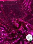 TISSU SEQUIN PAILLETTES SUR TULLE FUCHSIA - My Little Coupon