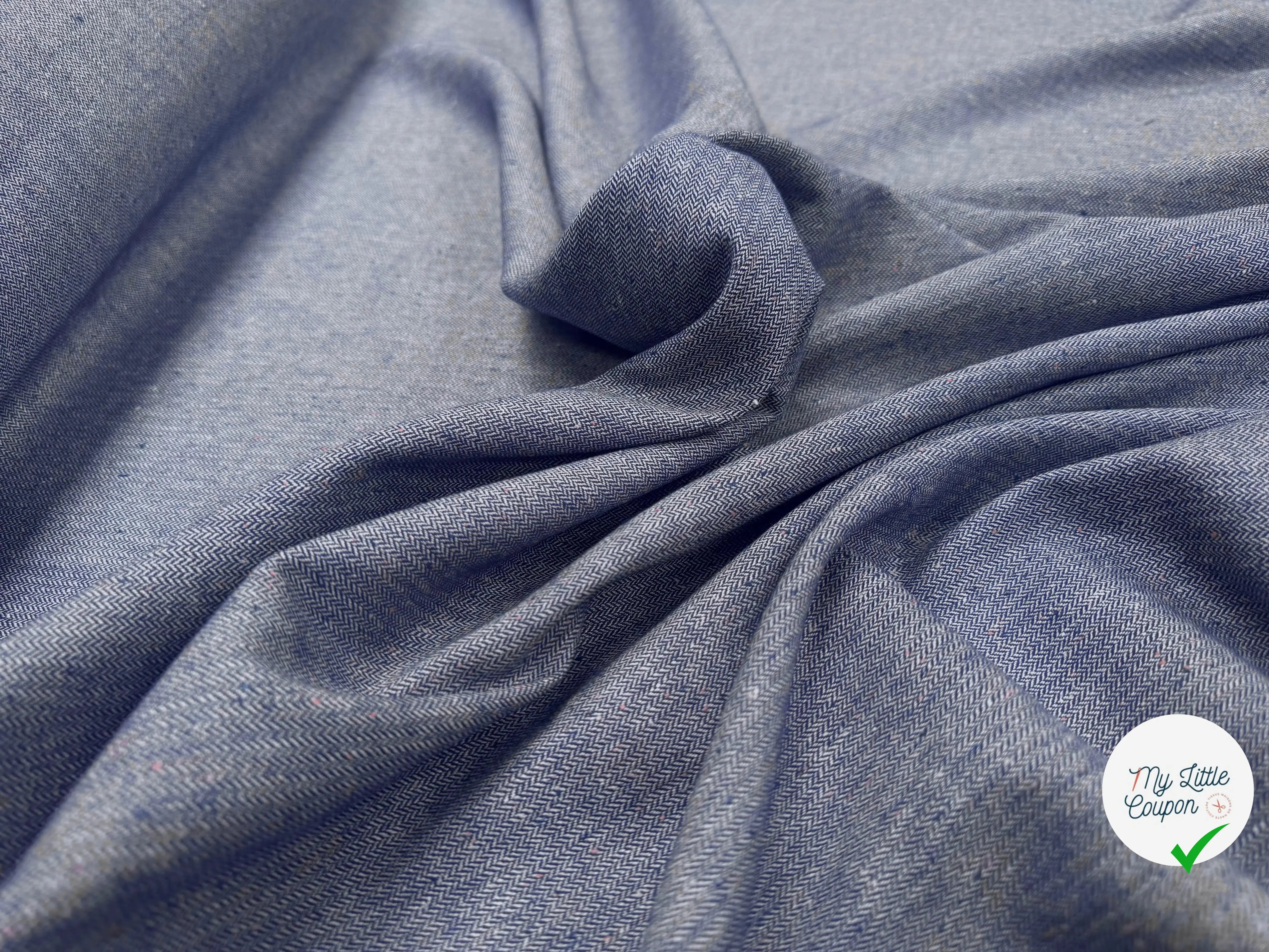 TOILE COTON LIN CHEVRONS BLEU - My Little Coupon