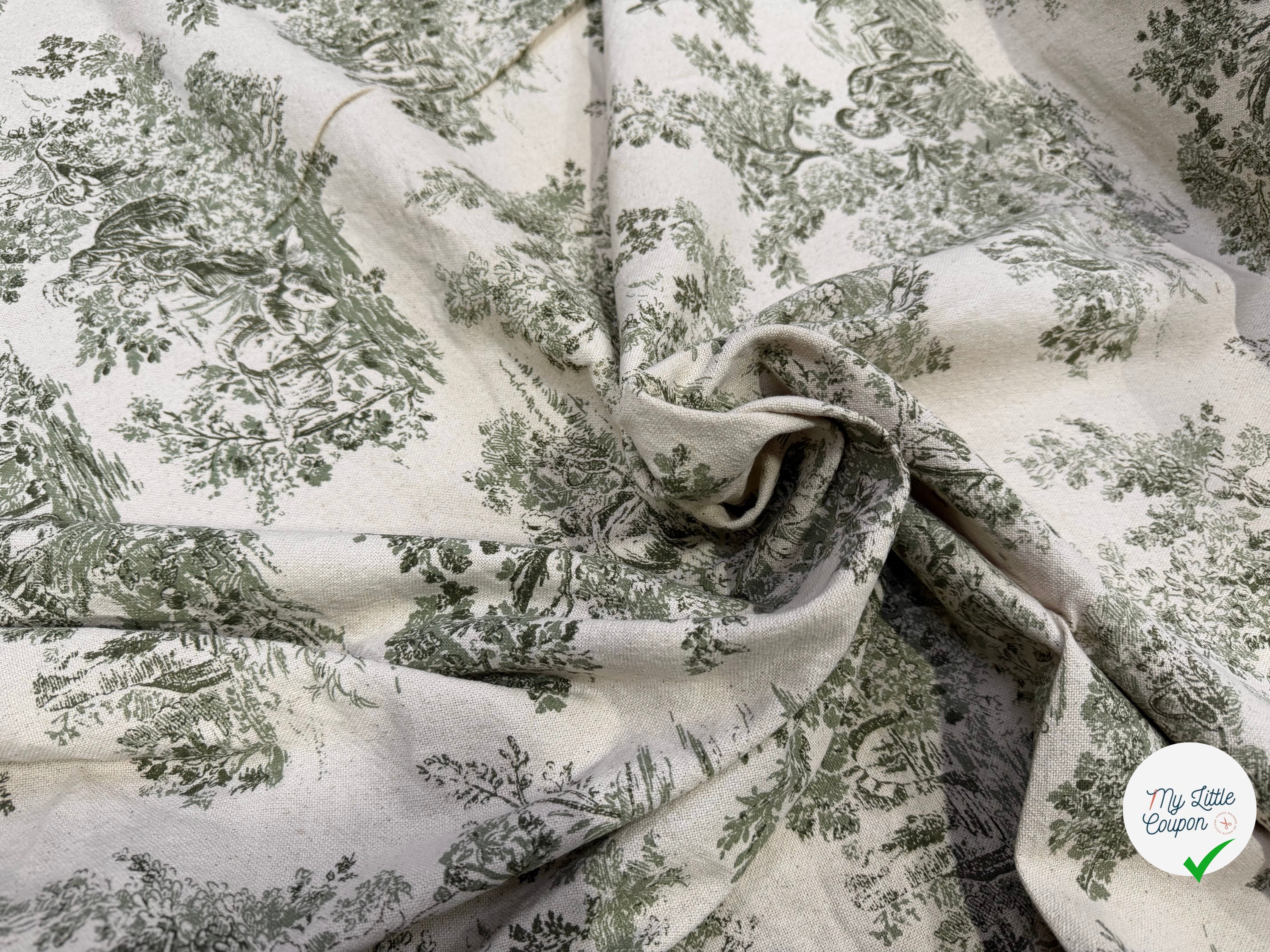 TOILE DE COTON GABRIELLE KAKI EFFET LIN 150 CM - My Little Coupon