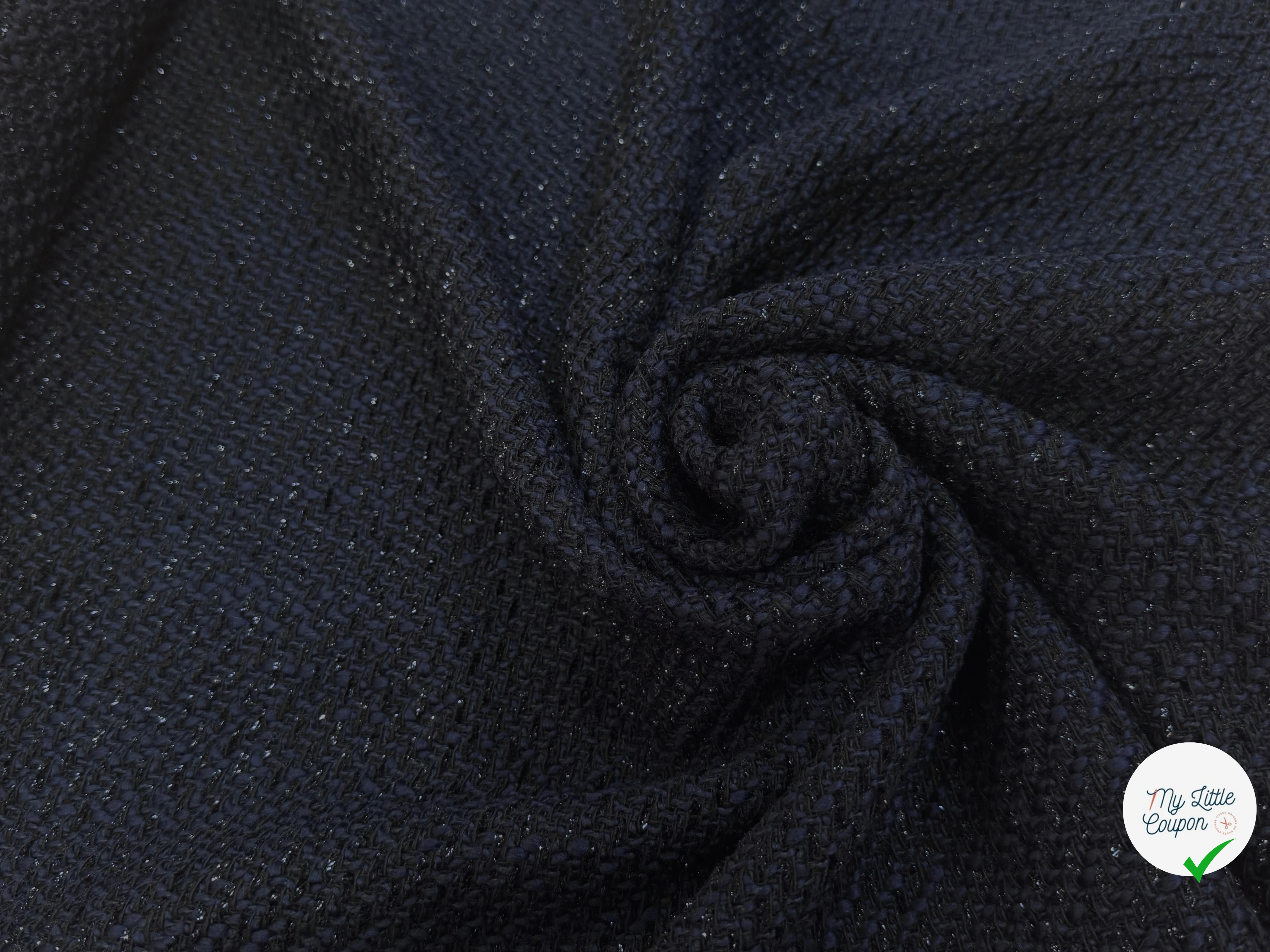 (Chute) TWEED BOUCLETTE DE LAINE MARINE 4% LUREX - My Little Coupon