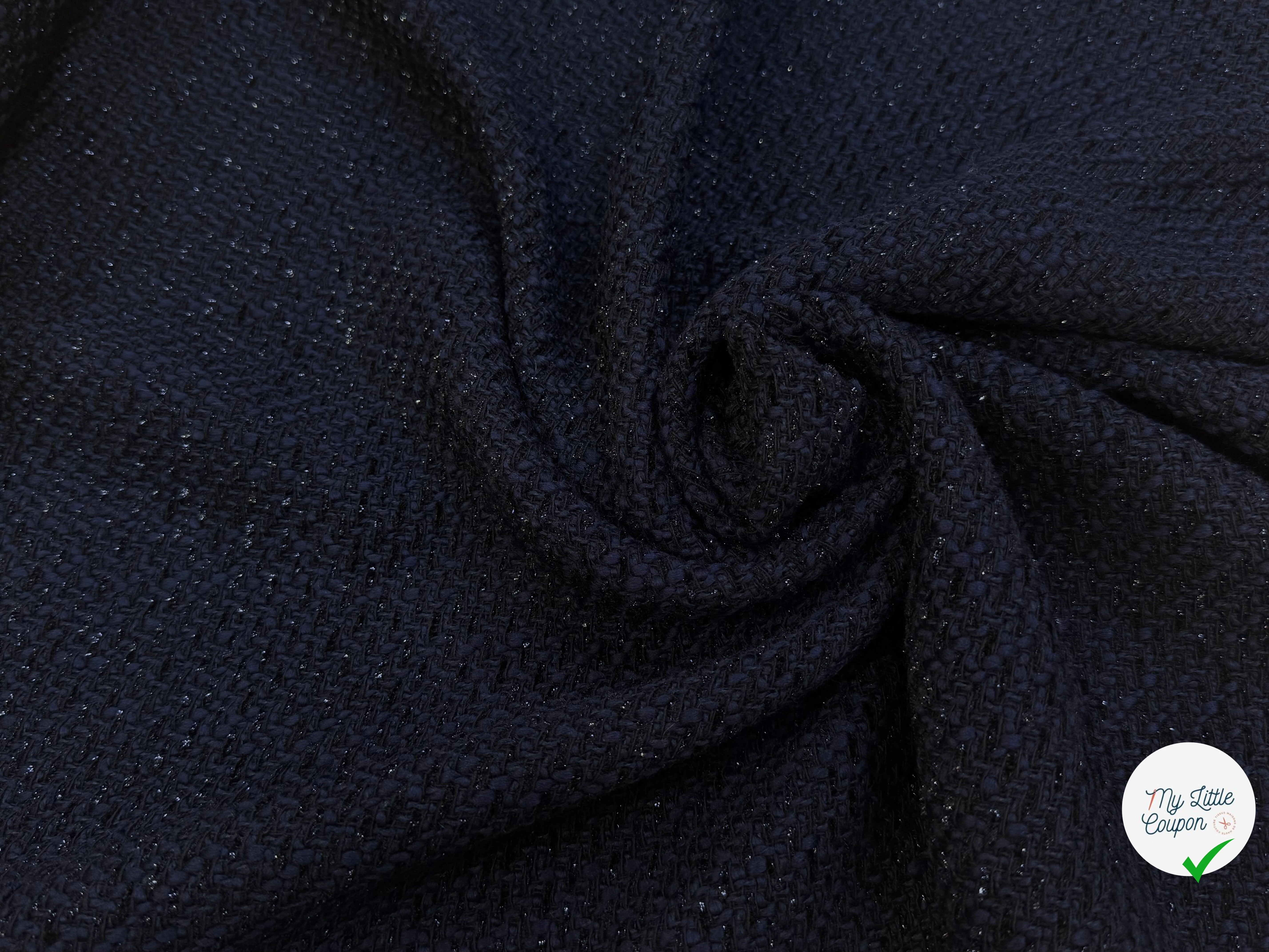 (Chute) TWEED BOUCLETTE DE LAINE MARINE 4% LUREX - My Little Coupon