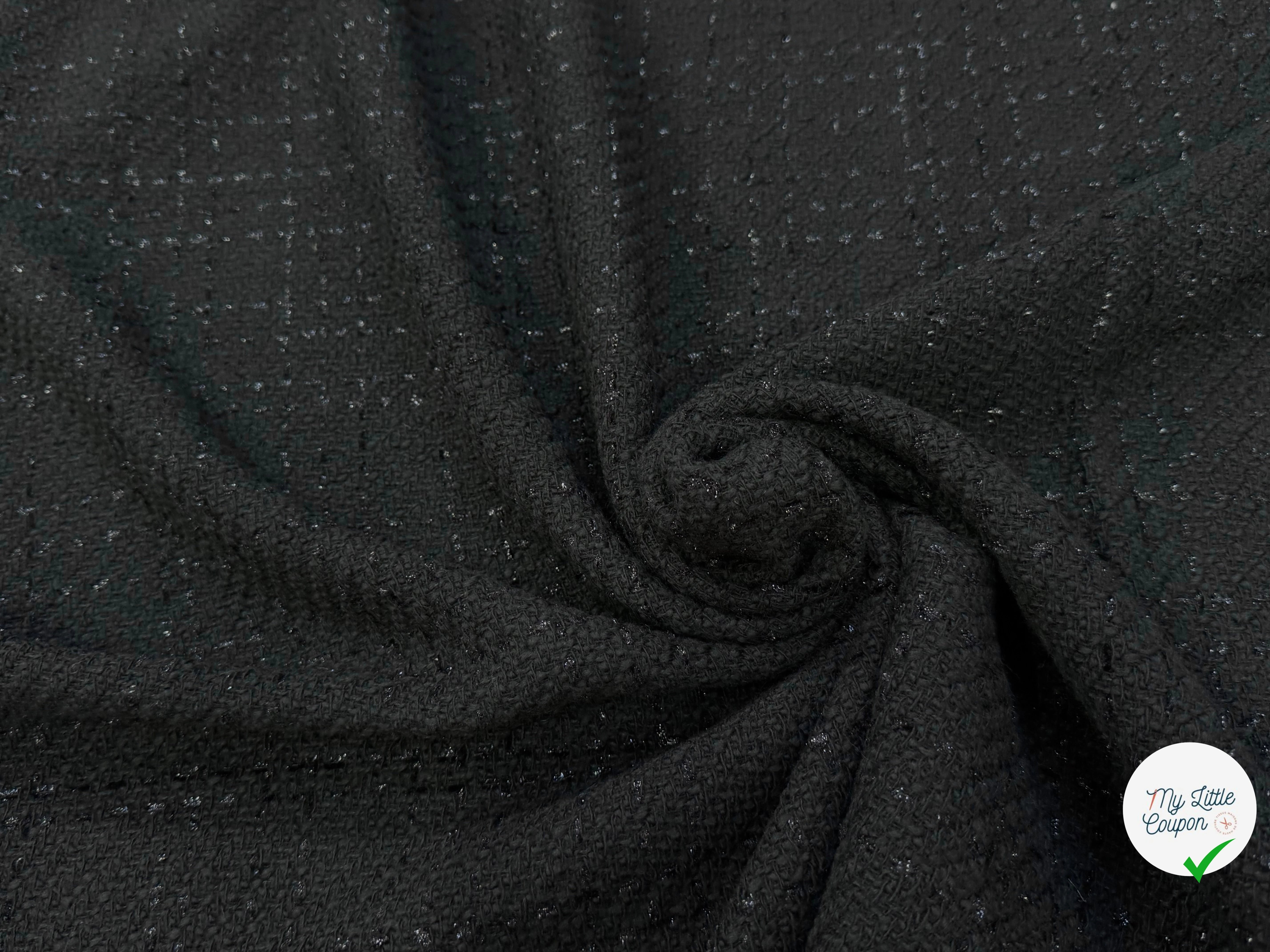 (Chute) TWEED BOUCLETTE DE LAINE NOIR 4% LUREX - My Little Coupon