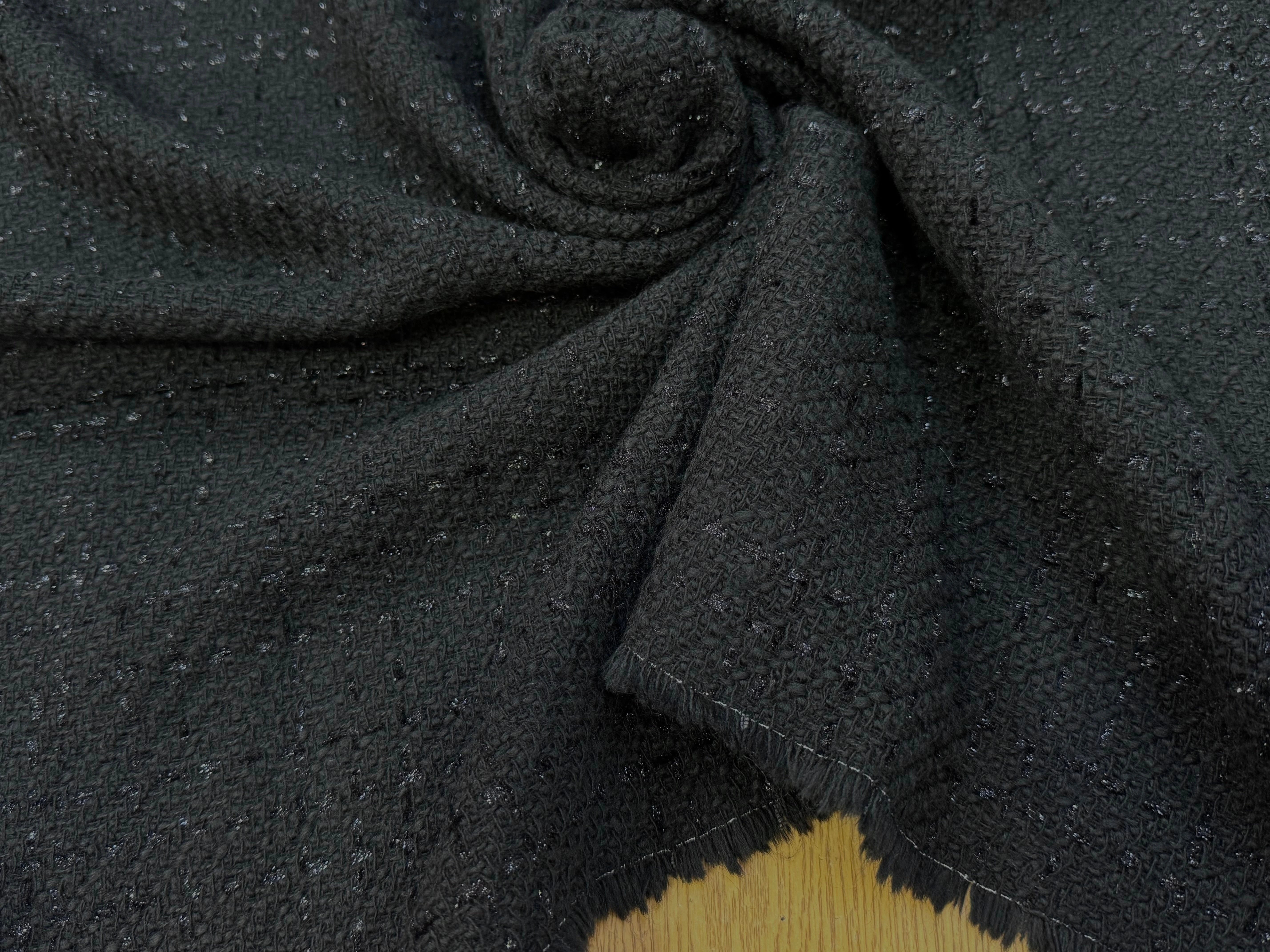 (Chute) TWEED BOUCLETTE DE LAINE NOIR 4% LUREX - My Little Coupon