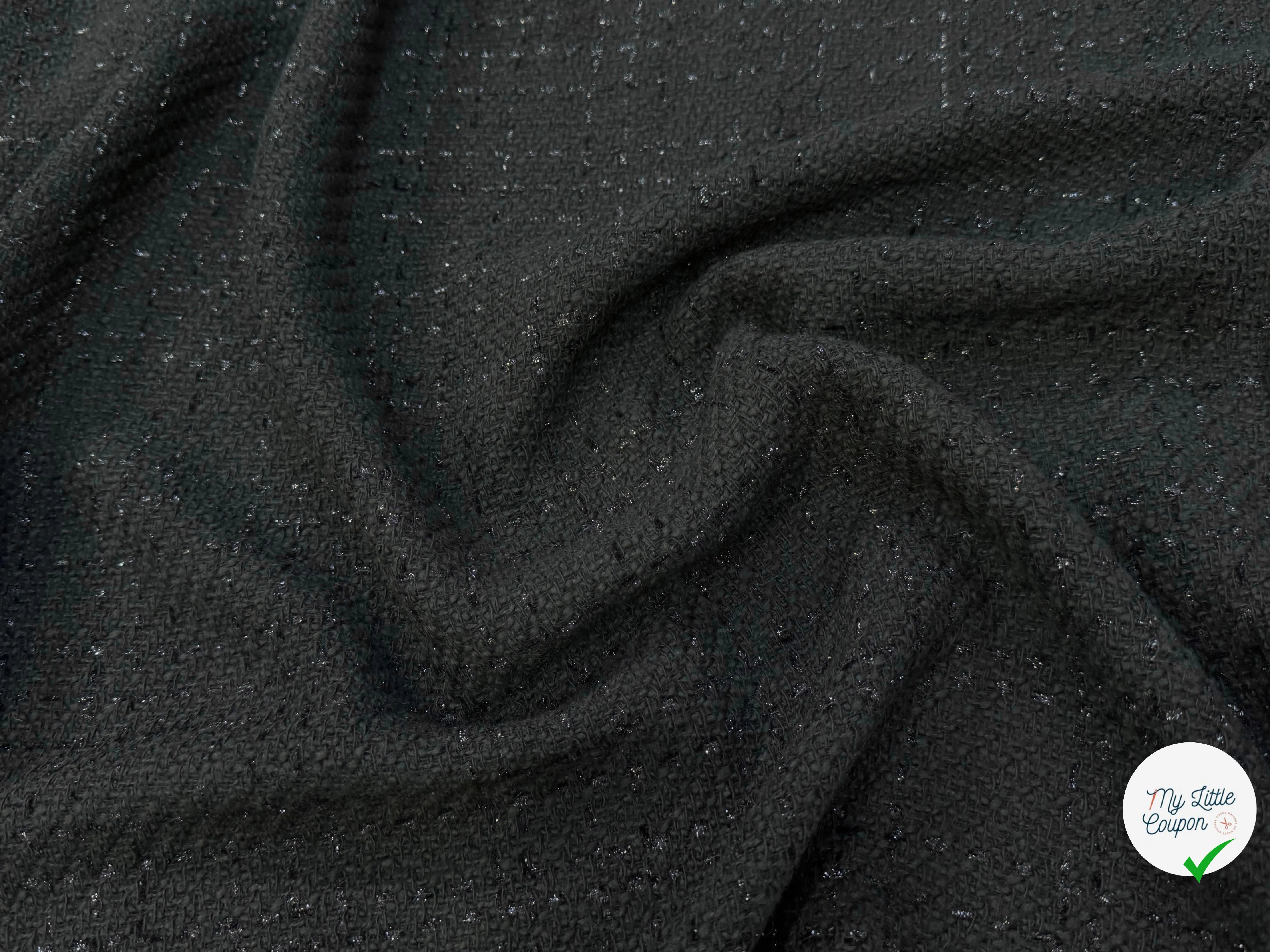 (Chute) TWEED BOUCLETTE DE LAINE NOIR 4% LUREX - My Little Coupon