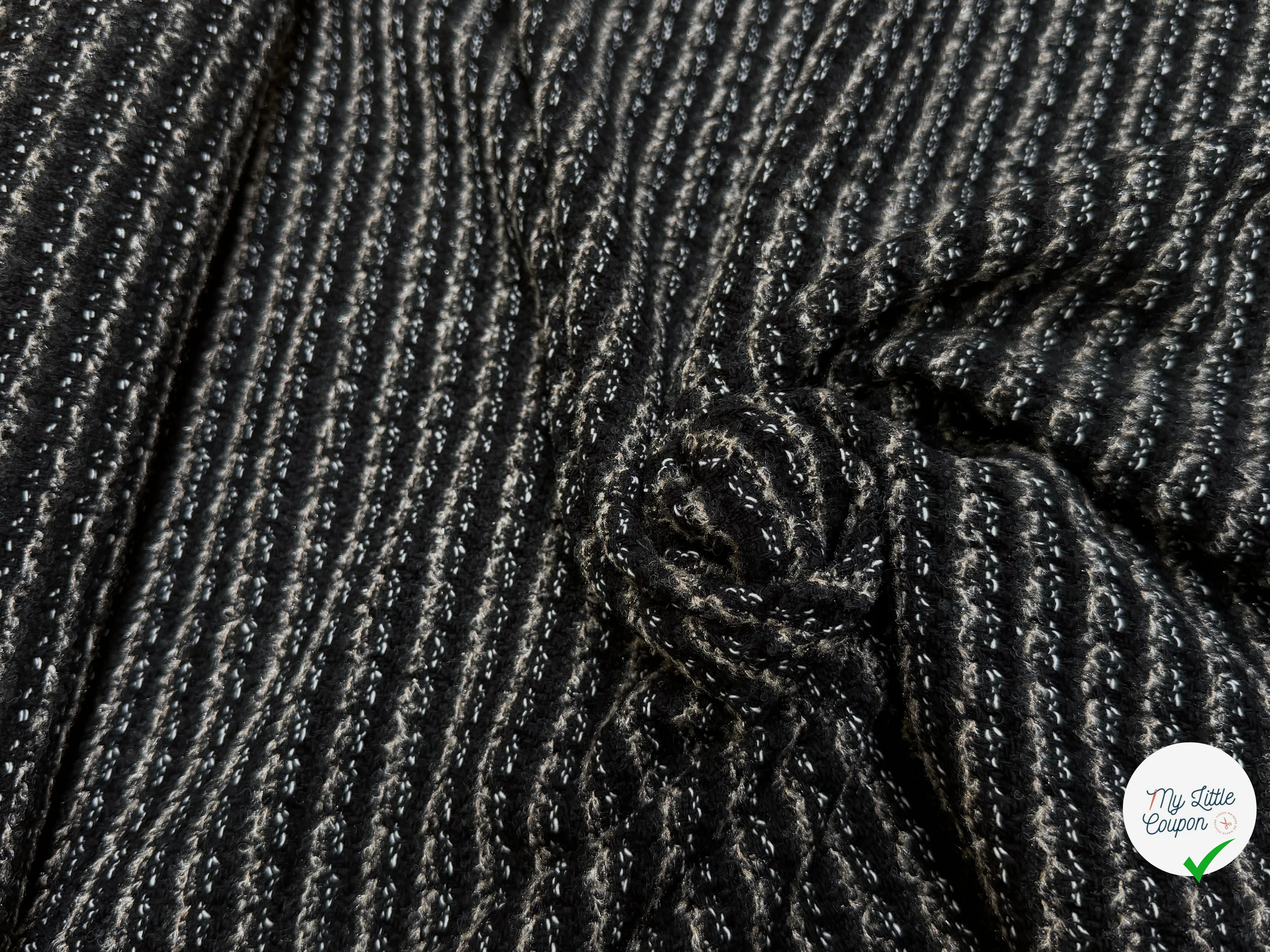 (Chute) TWEED BOUCLETTE DE LAINE RAYURES 76% LAINE - My Little Coupon