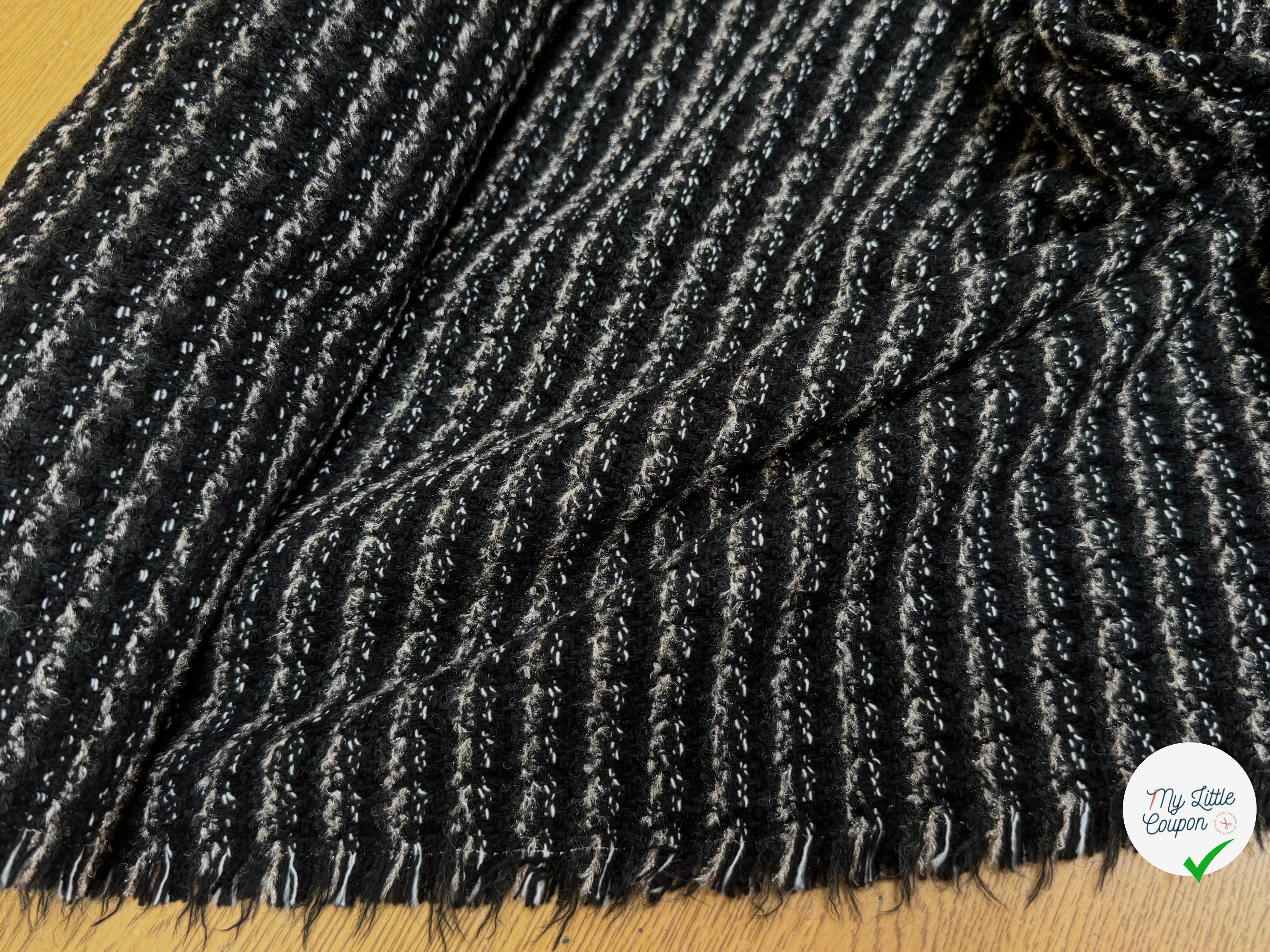 (Chute) TWEED BOUCLETTE DE LAINE RAYURES 76% LAINE - My Little Coupon