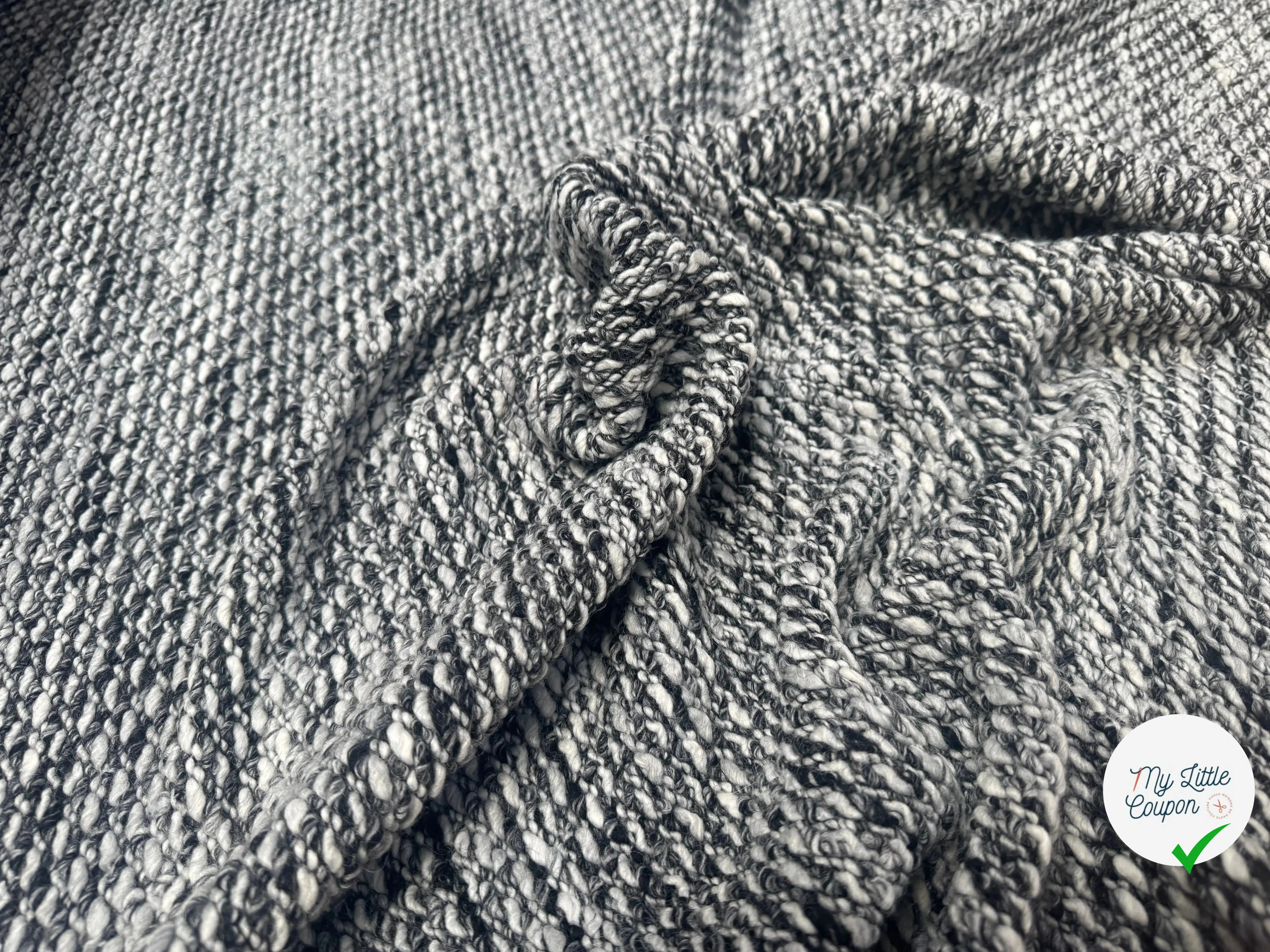 TWEED BOUCLETTE NOIR ET BLANC STRETCH - My Little Coupon