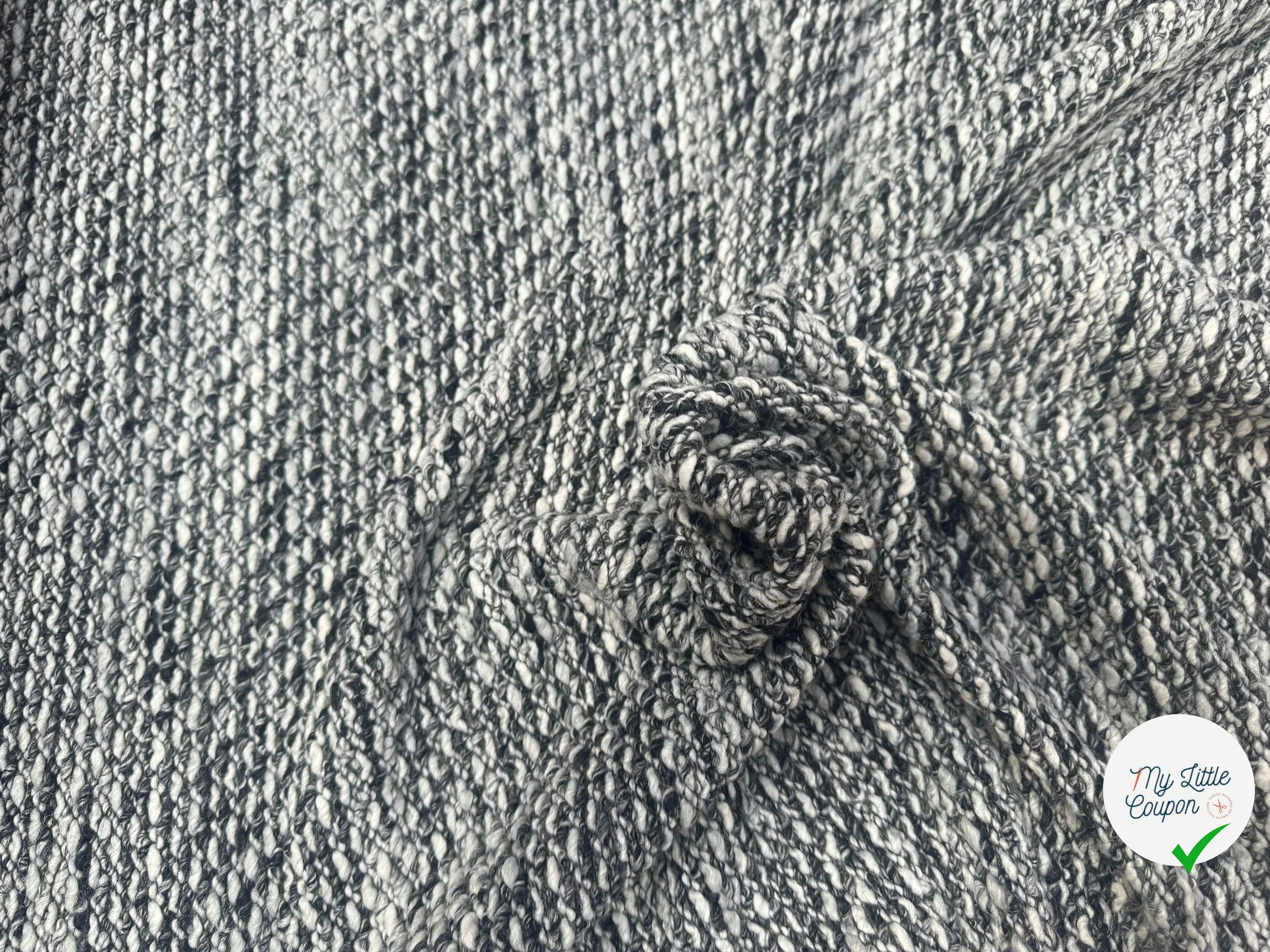 TWEED BOUCLETTE NOIR ET BLANC STRETCH - My Little Coupon