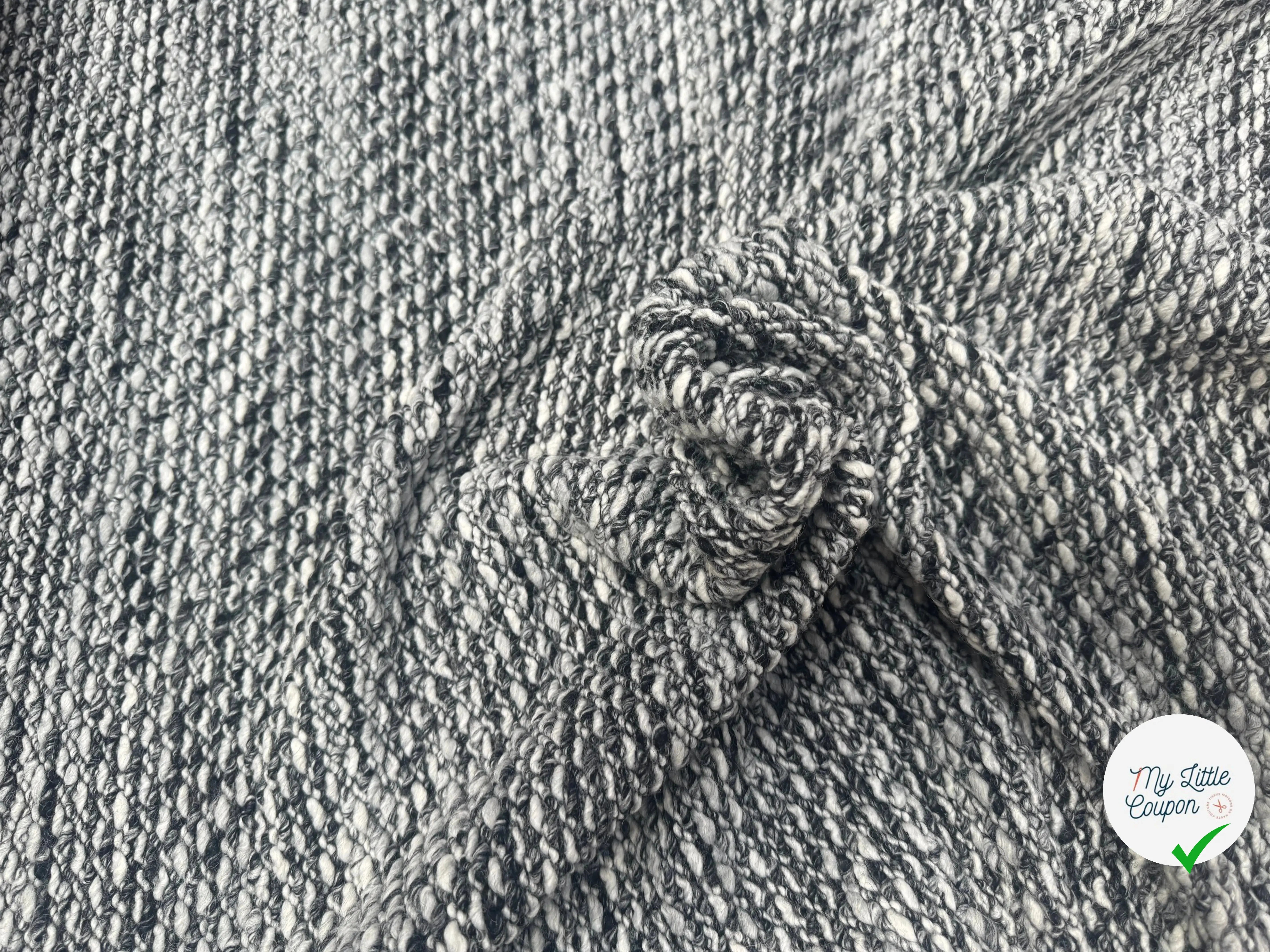 TWEED BOUCLETTE NOIR ET BLANC STRETCH - My Little Coupon