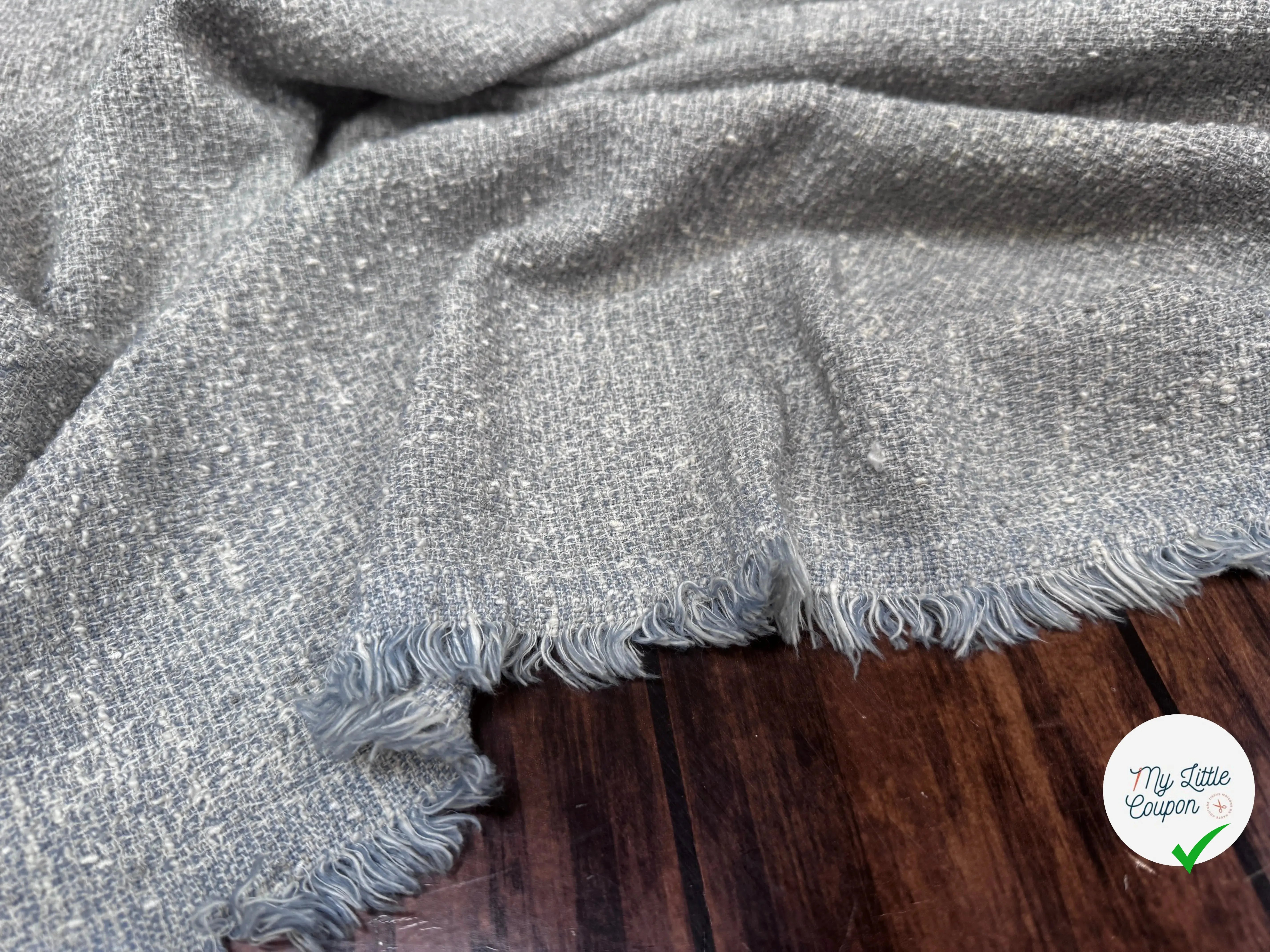 TWEED COTON FABRICATION ITALIE BLEU CLAIR - My Little Coupon