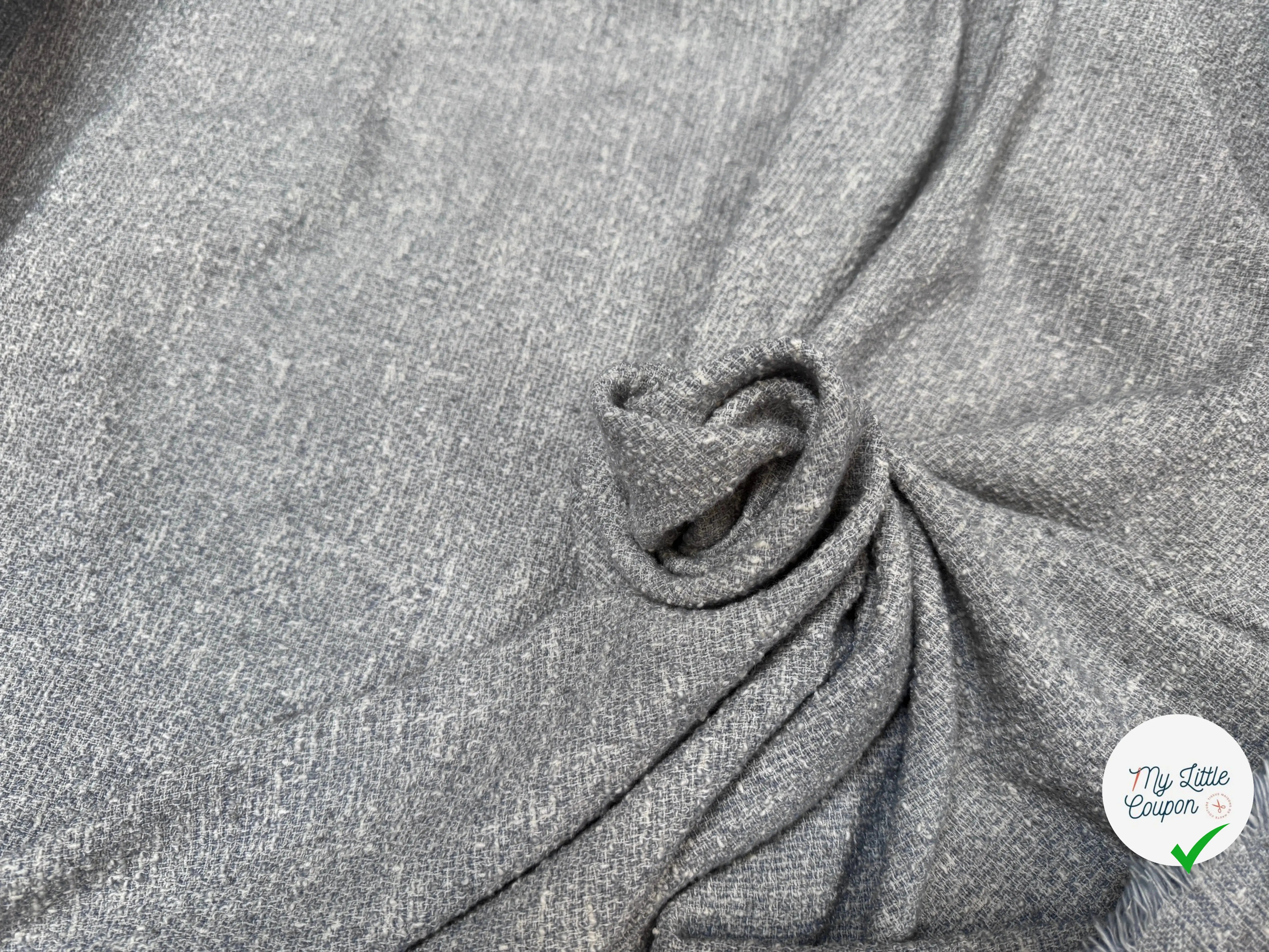 TWEED COTON FABRICATION ITALIE BLEU CLAIR - My Little Coupon