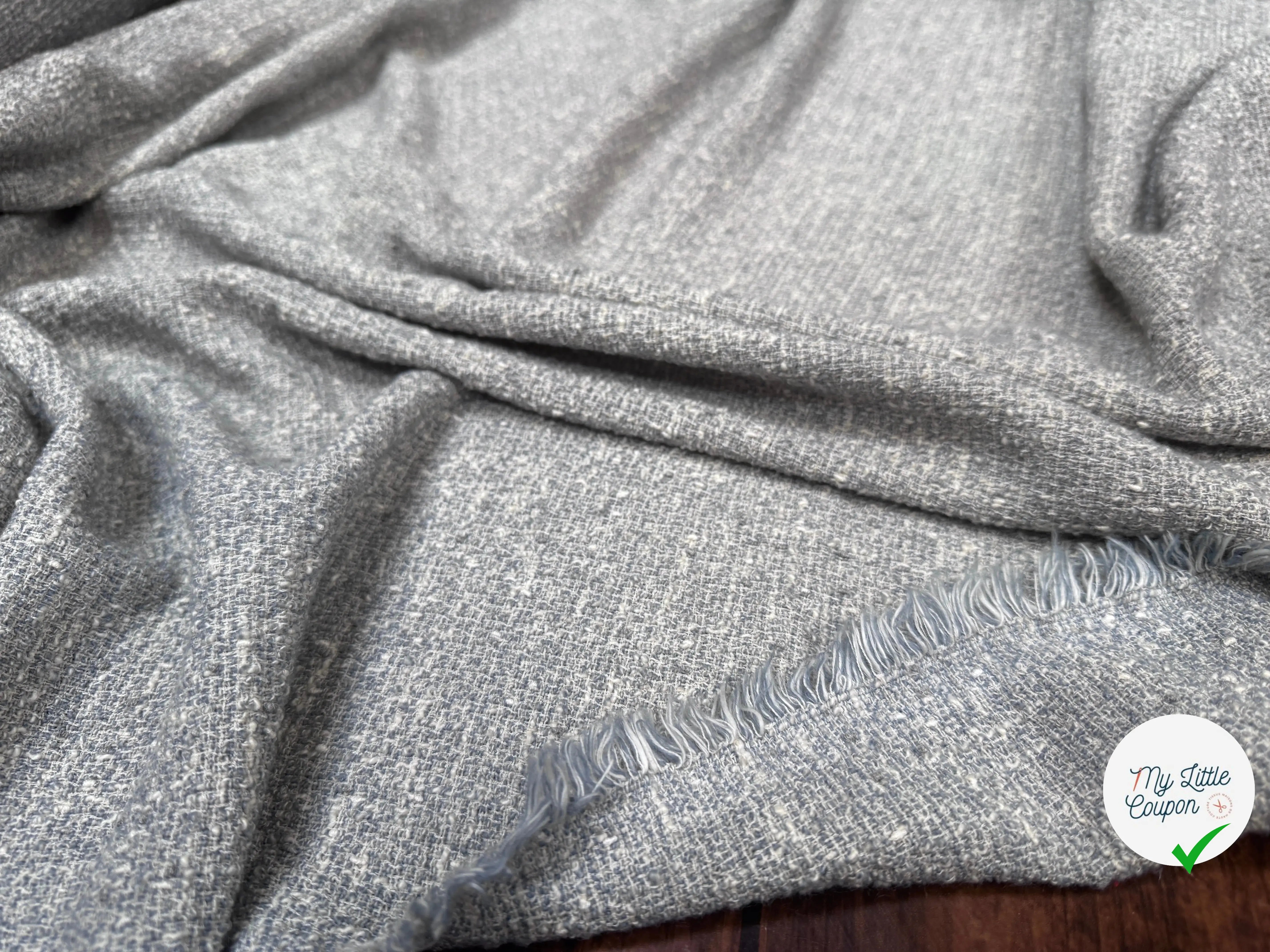 TWEED COTON FABRICATION ITALIE BLEU CLAIR - My Little Coupon