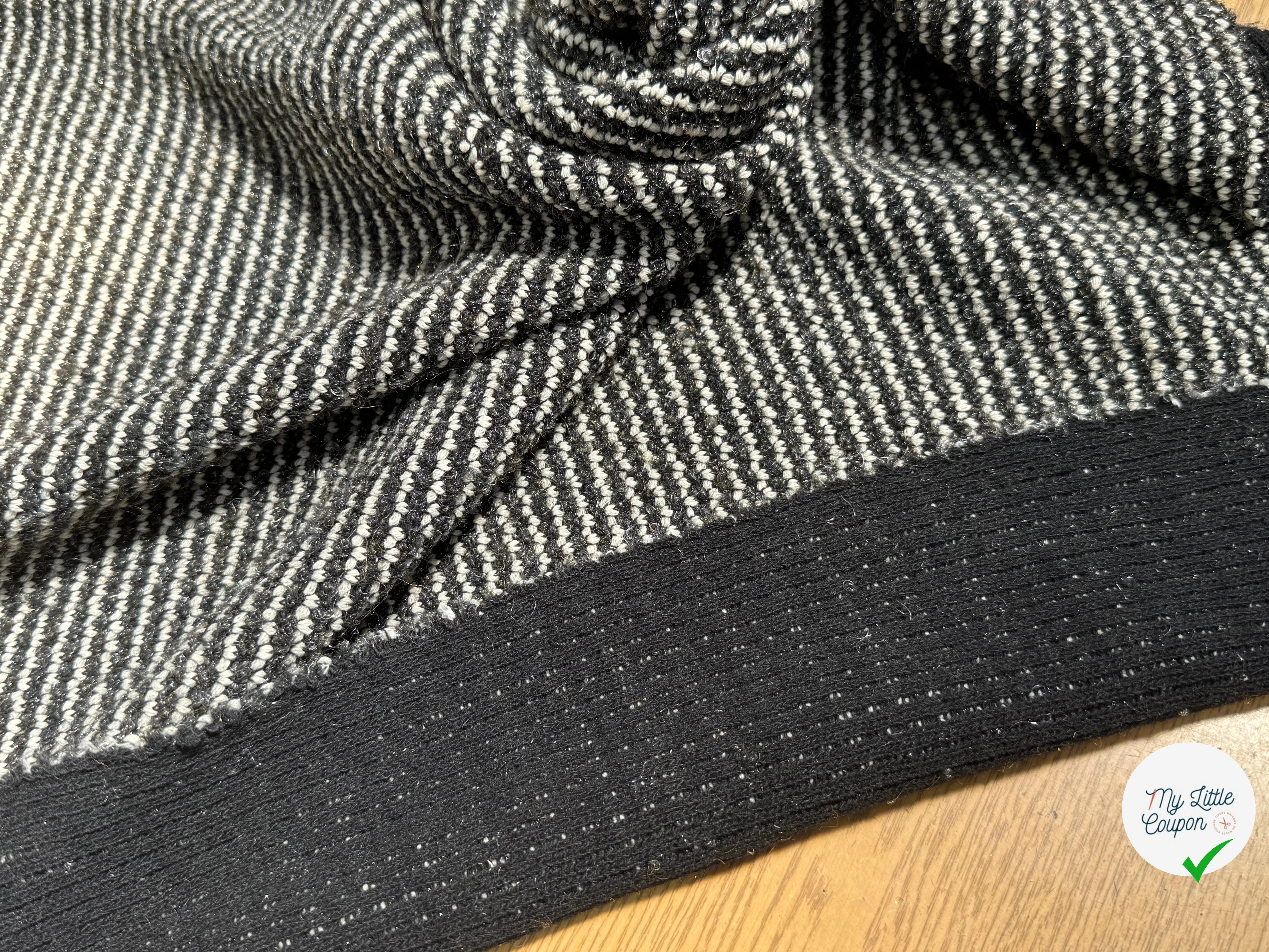 (Chute) TWEED DE LAINE BOUCLETTE STRETCH BLANC GRIS - My Little Coupon