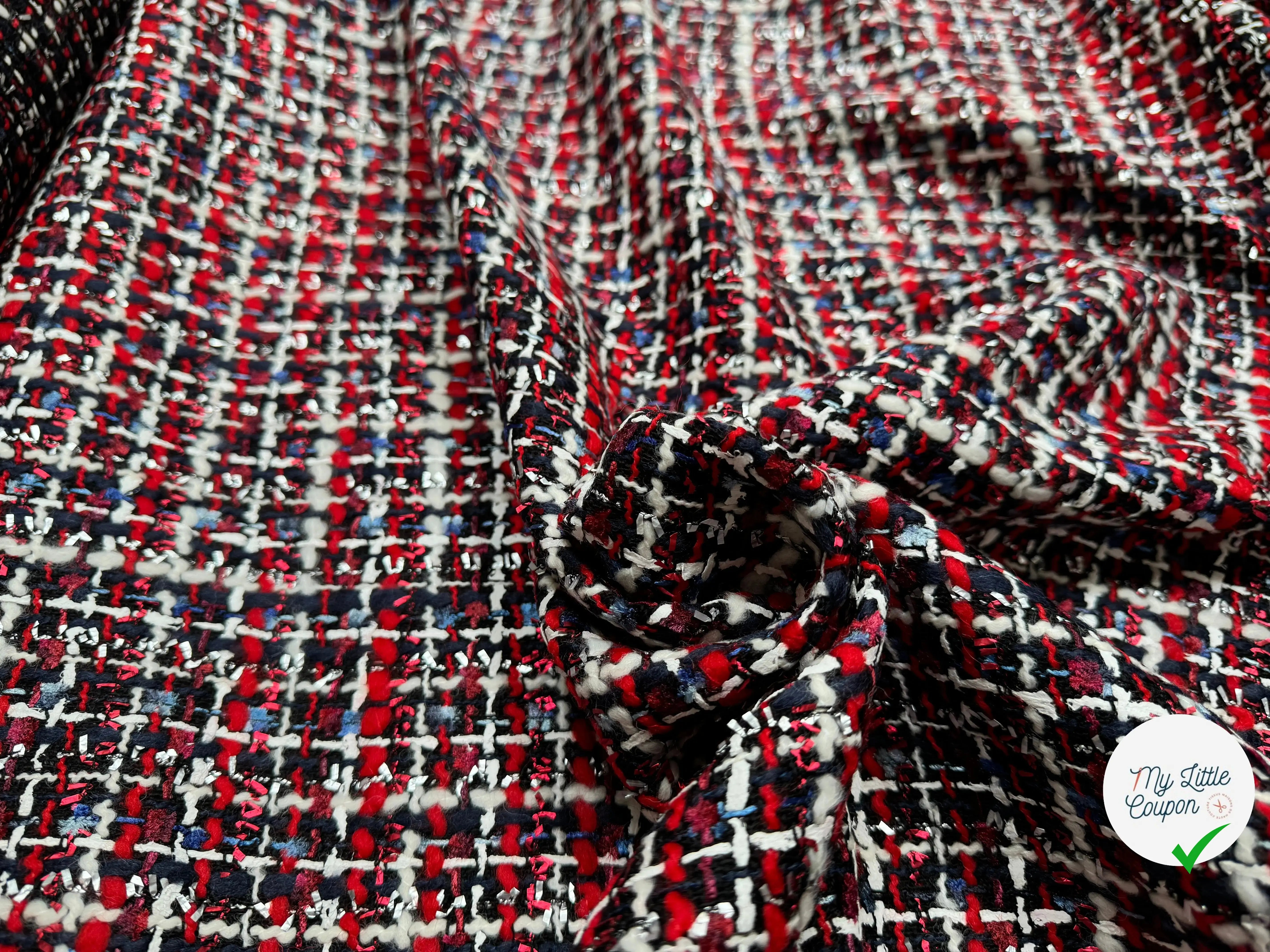 TWEED DE PRESTIGE MADE IN FRANCE ROUGE NOIR BLEU - My Little Coupon