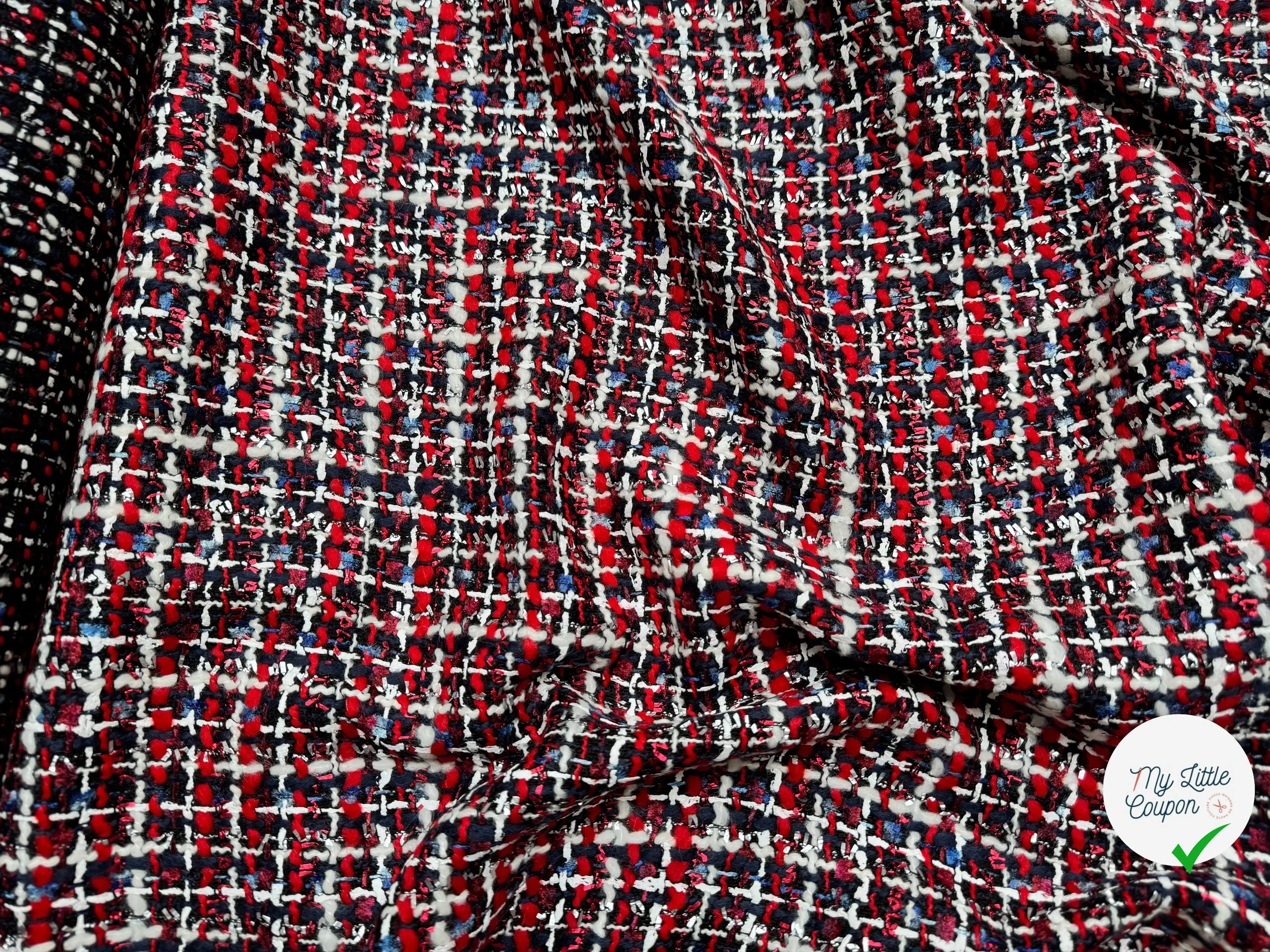 TWEED DE PRESTIGE MADE IN FRANCE ROUGE NOIR BLEU - My Little Coupon