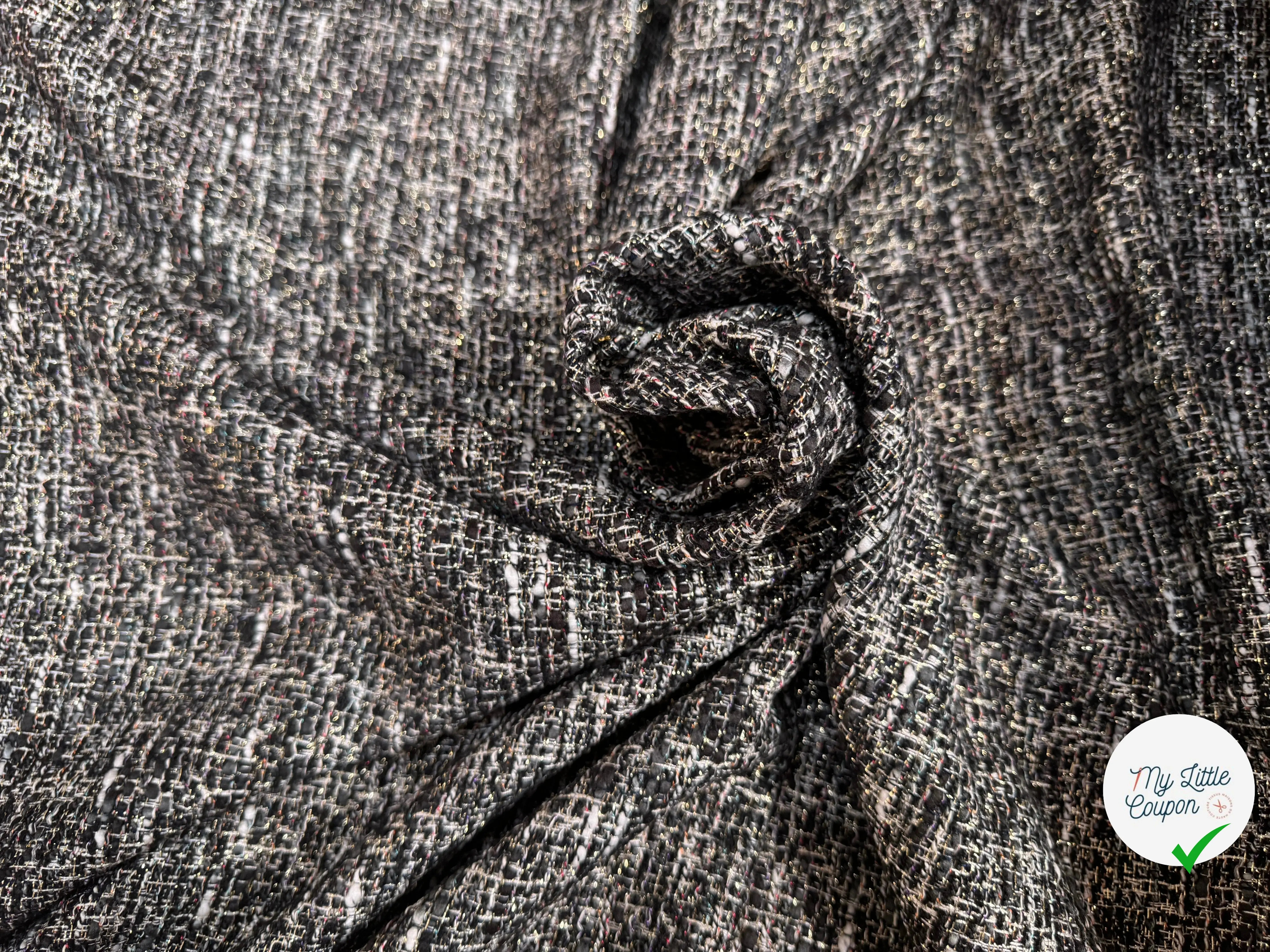 TWEED LUREX BLACK GOLD ITALIEN - My Little Coupon