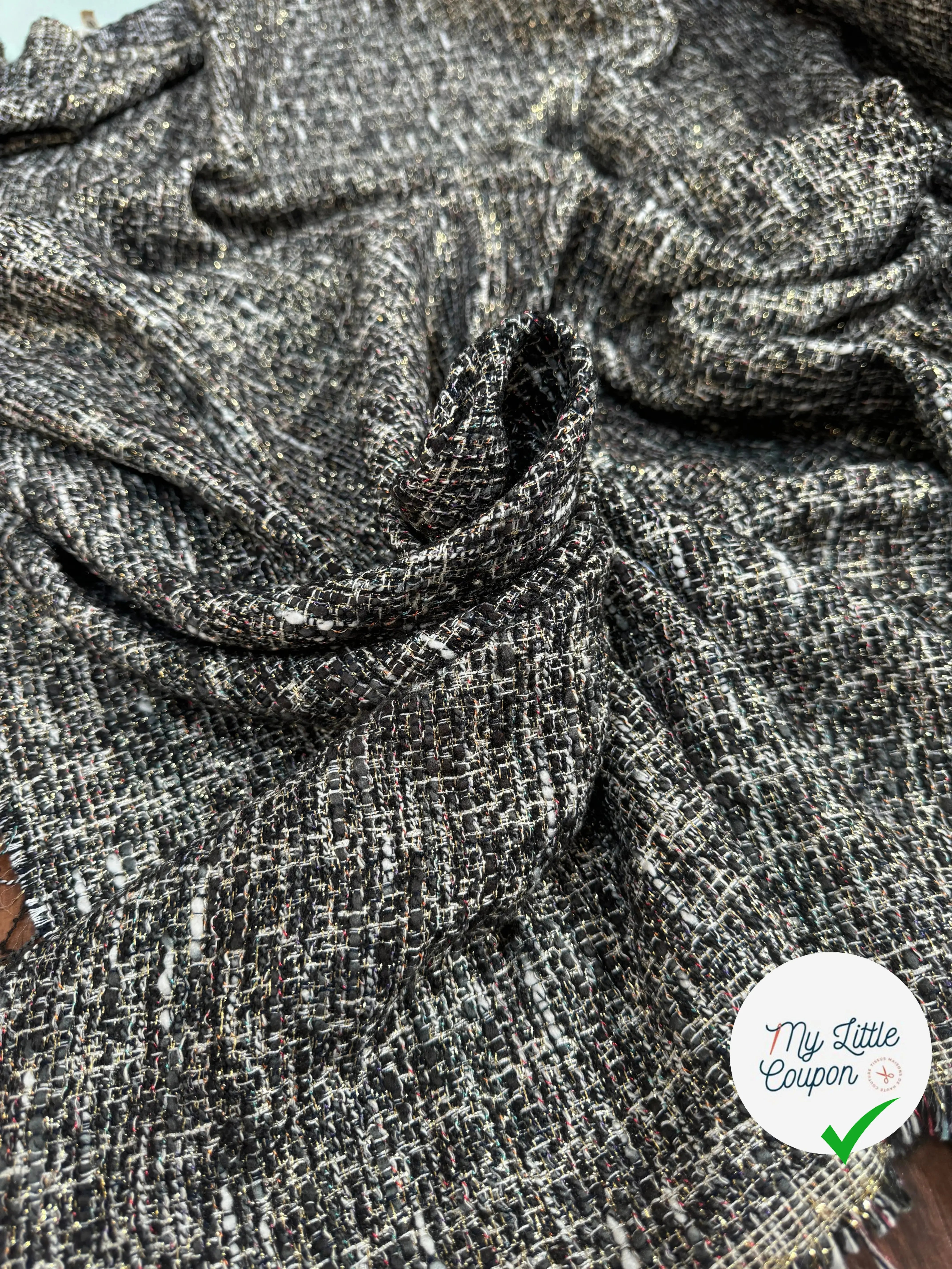 TWEED LUREX BLACK GOLD ITALIEN - My Little Coupon