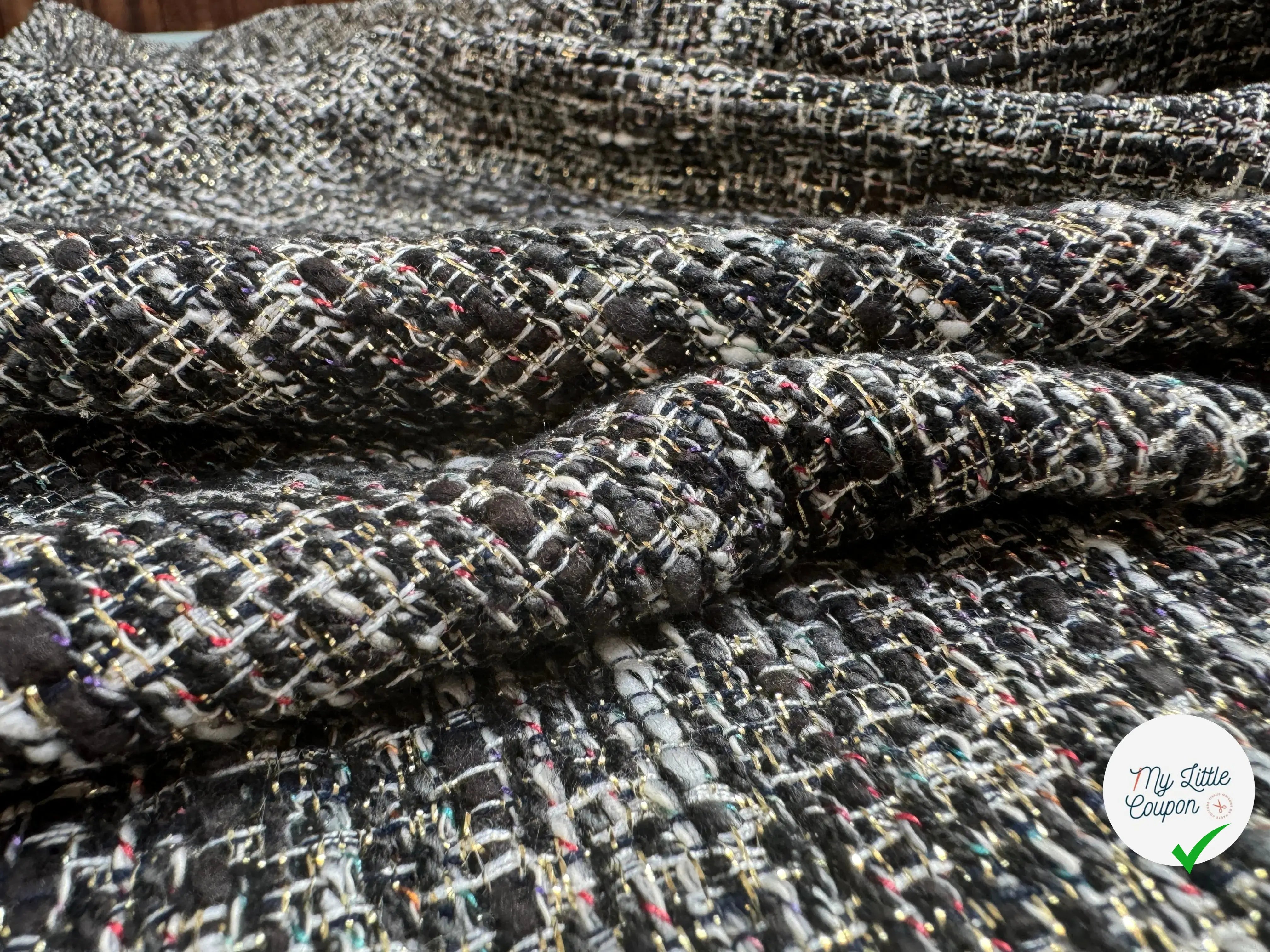 TWEED LUREX BLACK GOLD ITALIEN - My Little Coupon
