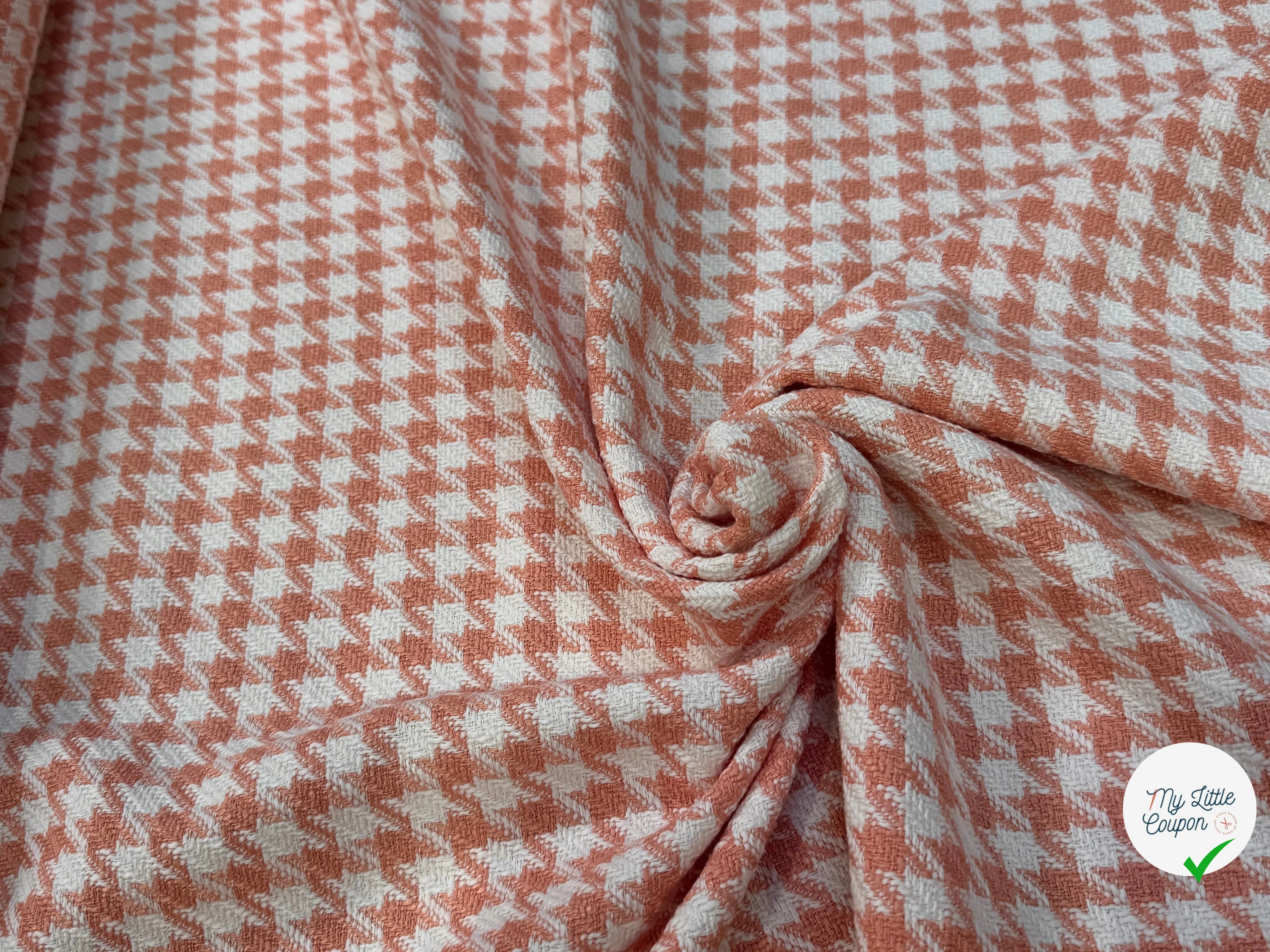 (Chute) TWEED POLYCOTON PRESTIGIEUX PIED DE COQ PEACH - My Little Coupon