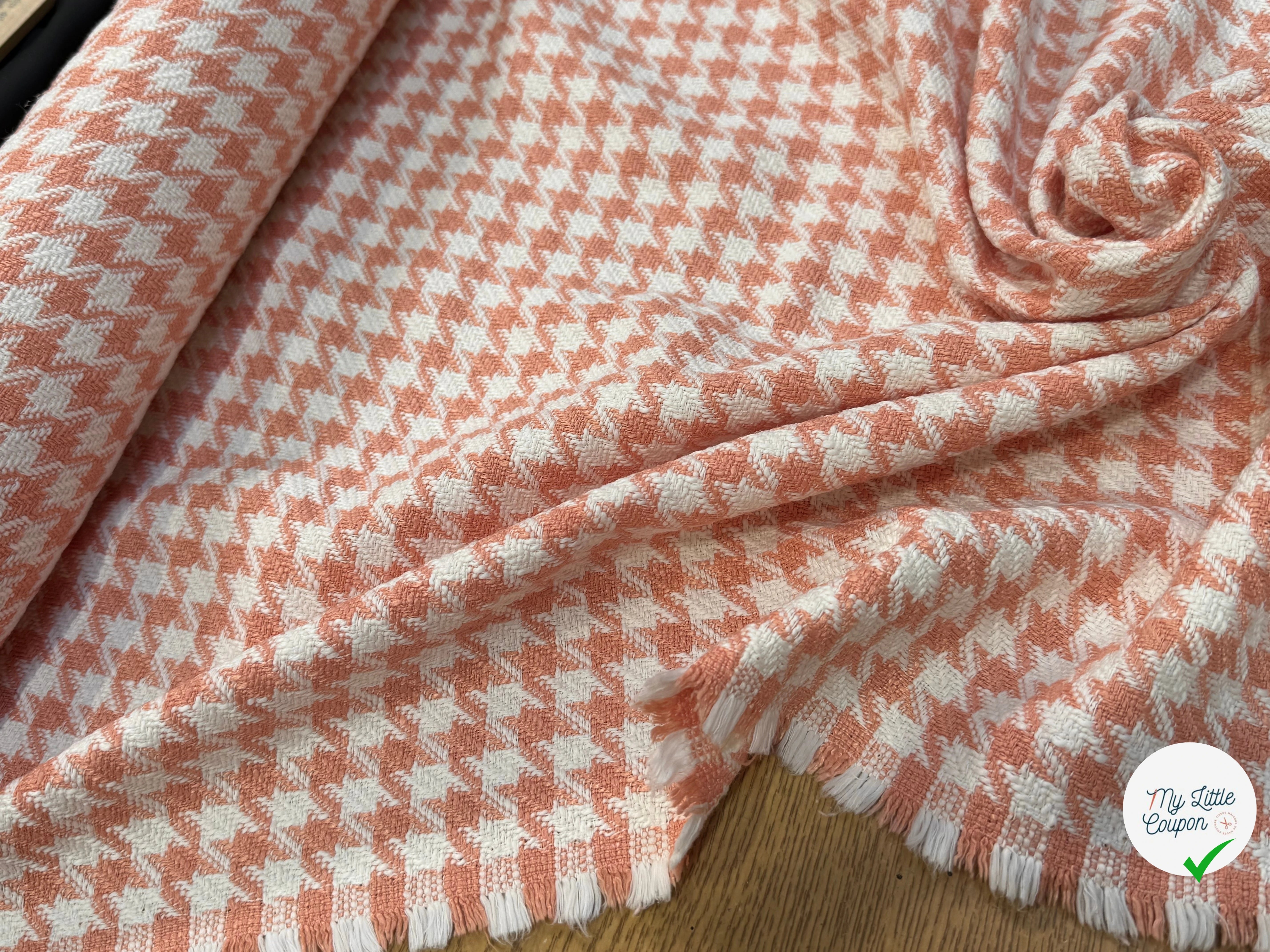 (Chute) TWEED POLYCOTON PRESTIGIEUX PIED DE COQ PEACH - My Little Coupon