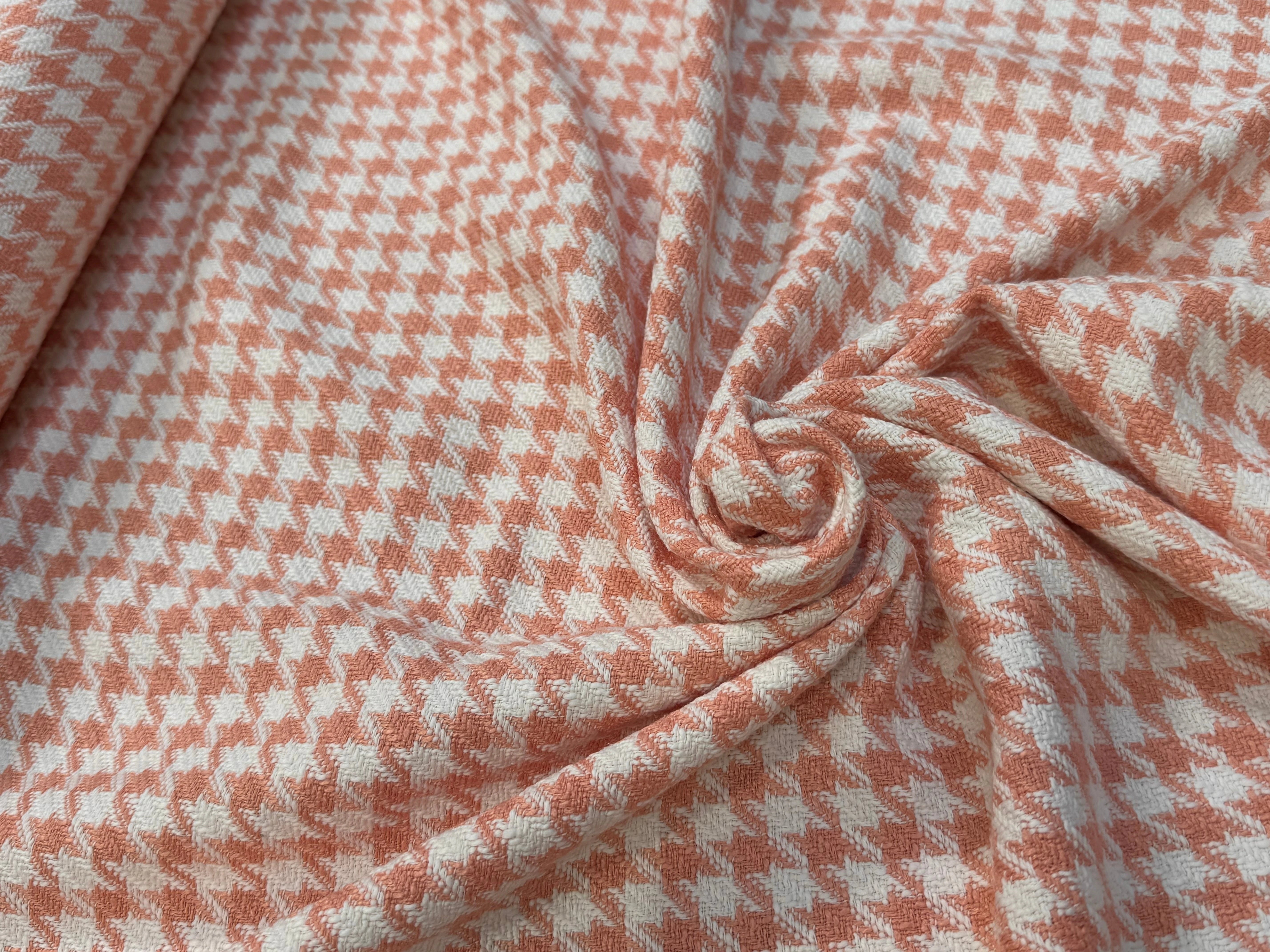 (Chute) TWEED POLYCOTON PRESTIGIEUX PIED DE COQ PEACH - My Little Coupon