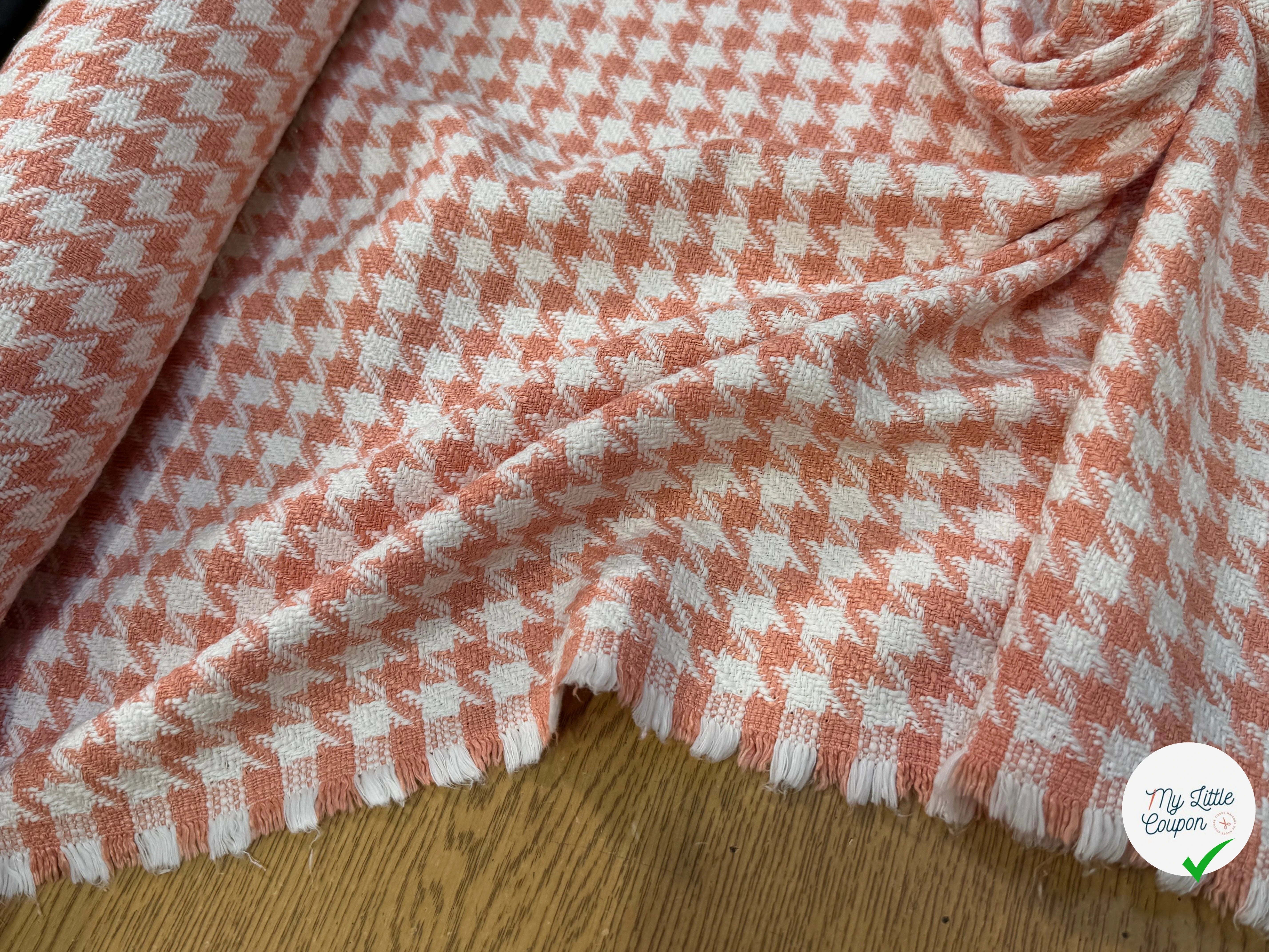 (Chute) TWEED POLYCOTON PRESTIGIEUX PIED DE COQ PEACH - My Little Coupon