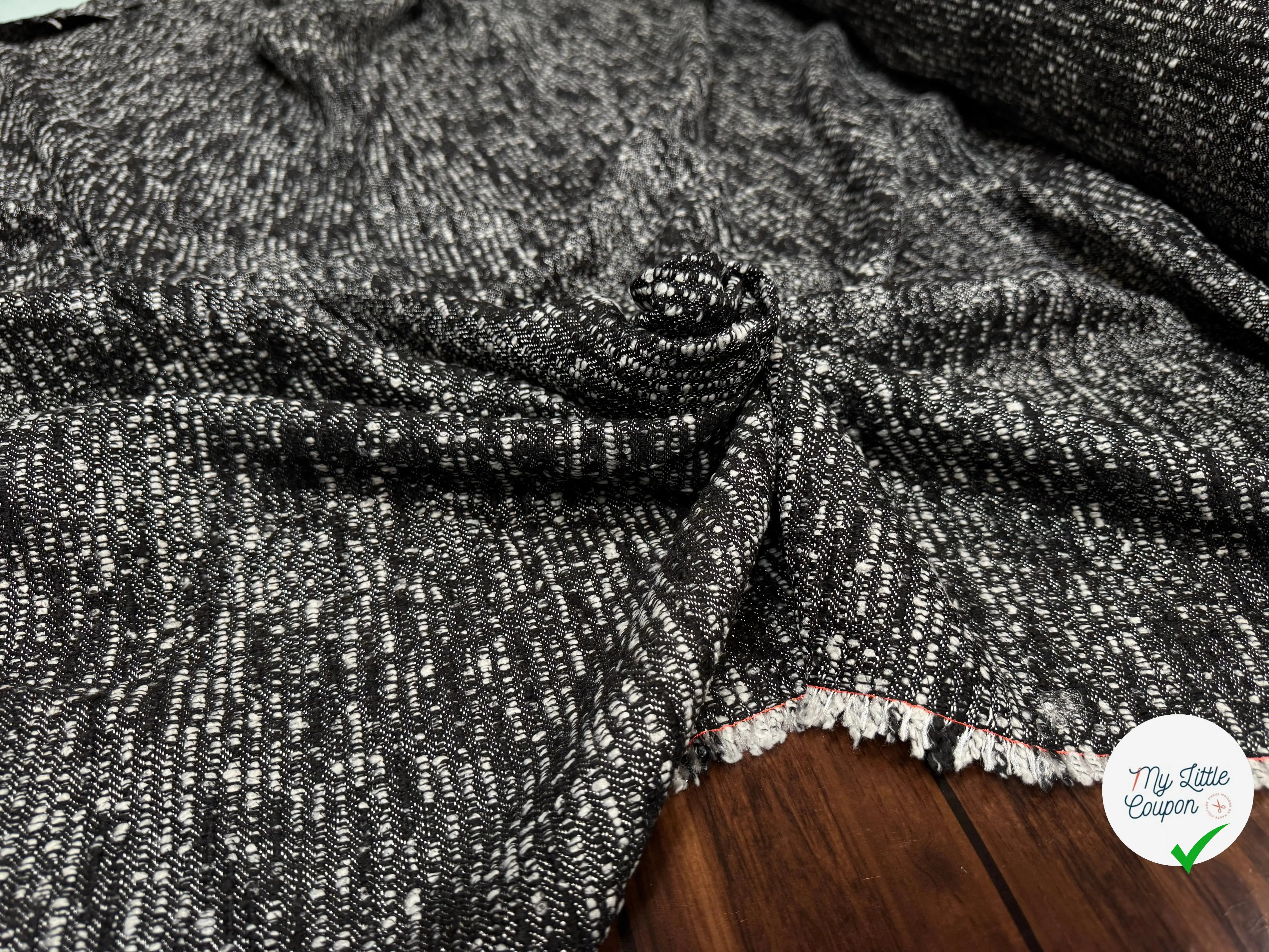 TWEED POLYESTER NOIR ET BLANC - My Little Coupon