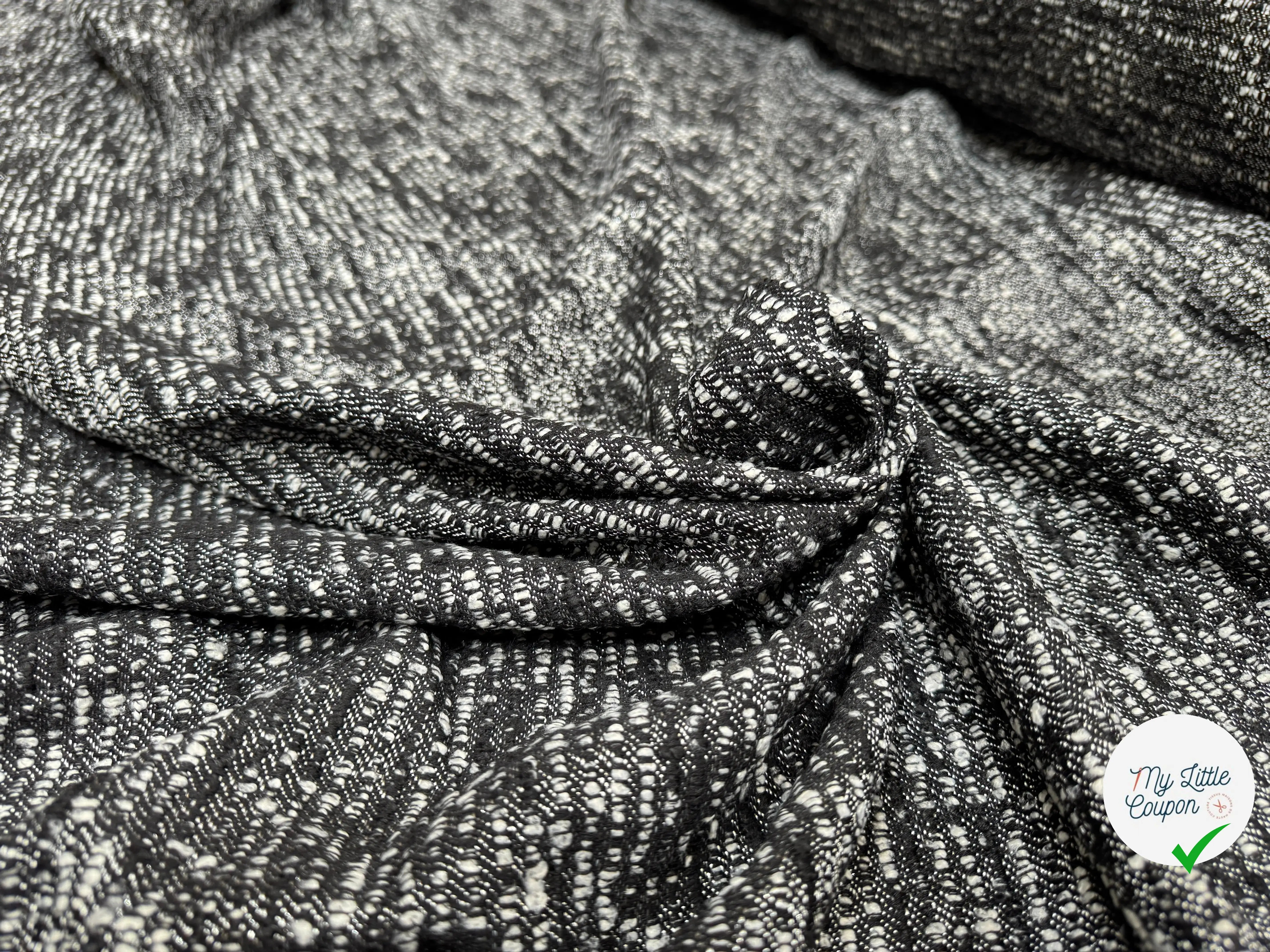 TWEED POLYESTER NOIR ET BLANC - My Little Coupon