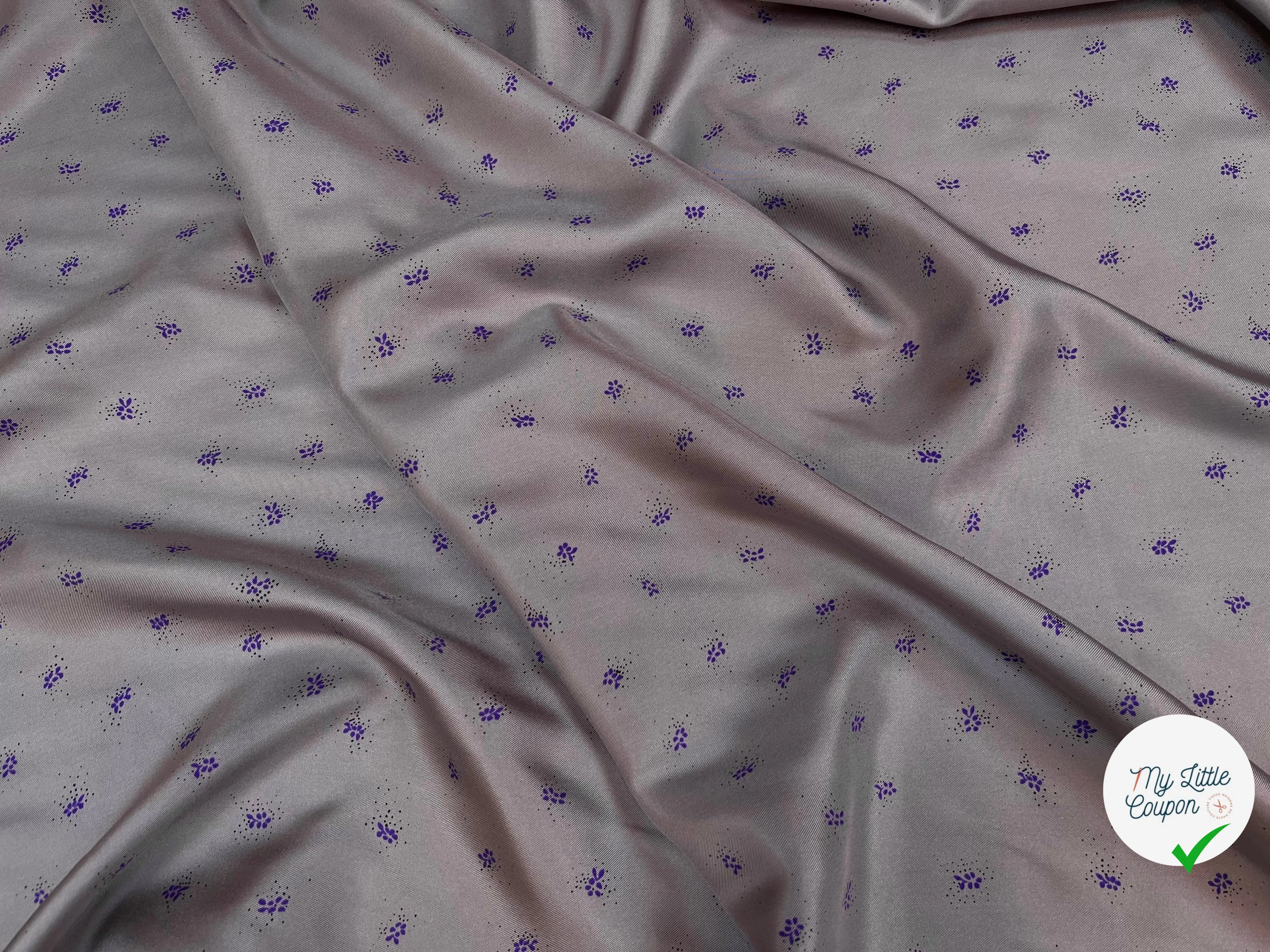 (Chute) TWILL DE SOIE FOND GRIS IMPRIMÉ FLEURS - My Little Coupon