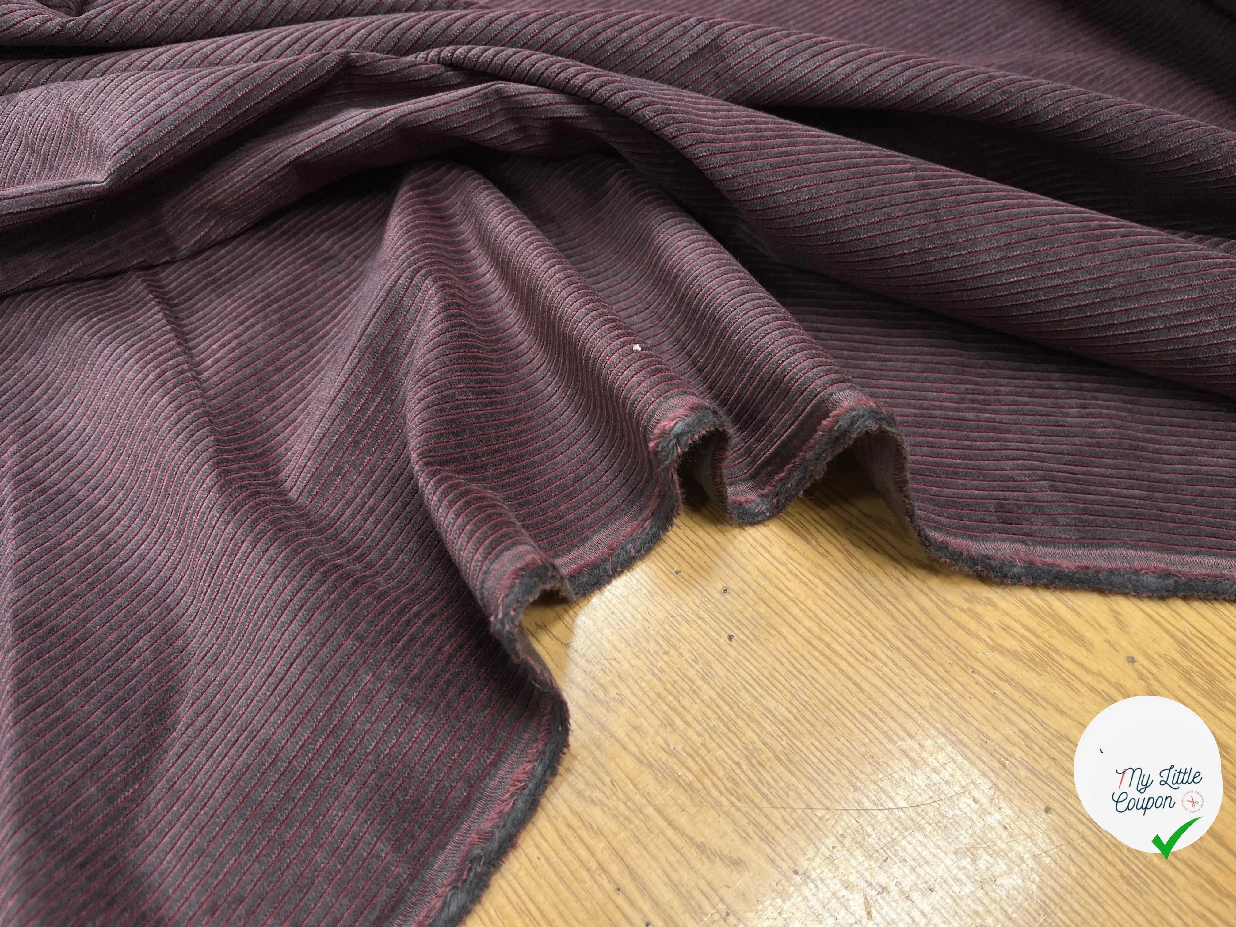 VELOURS 300 RAIES BORDEAUX COTON - My Little Coupon