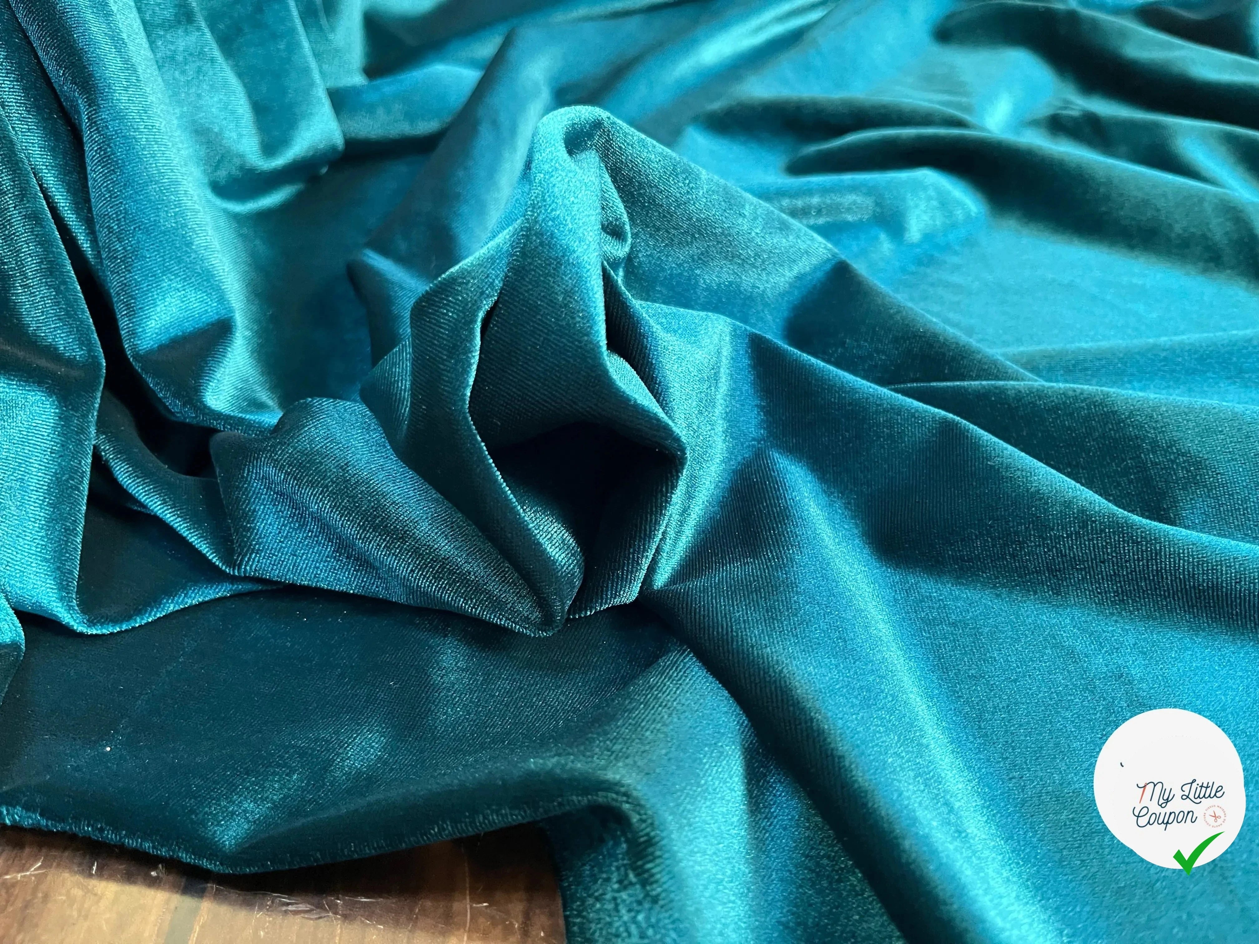 VELOURS CARVICO MAILLE STRETCH BLEU CANARD - My Little Coupon