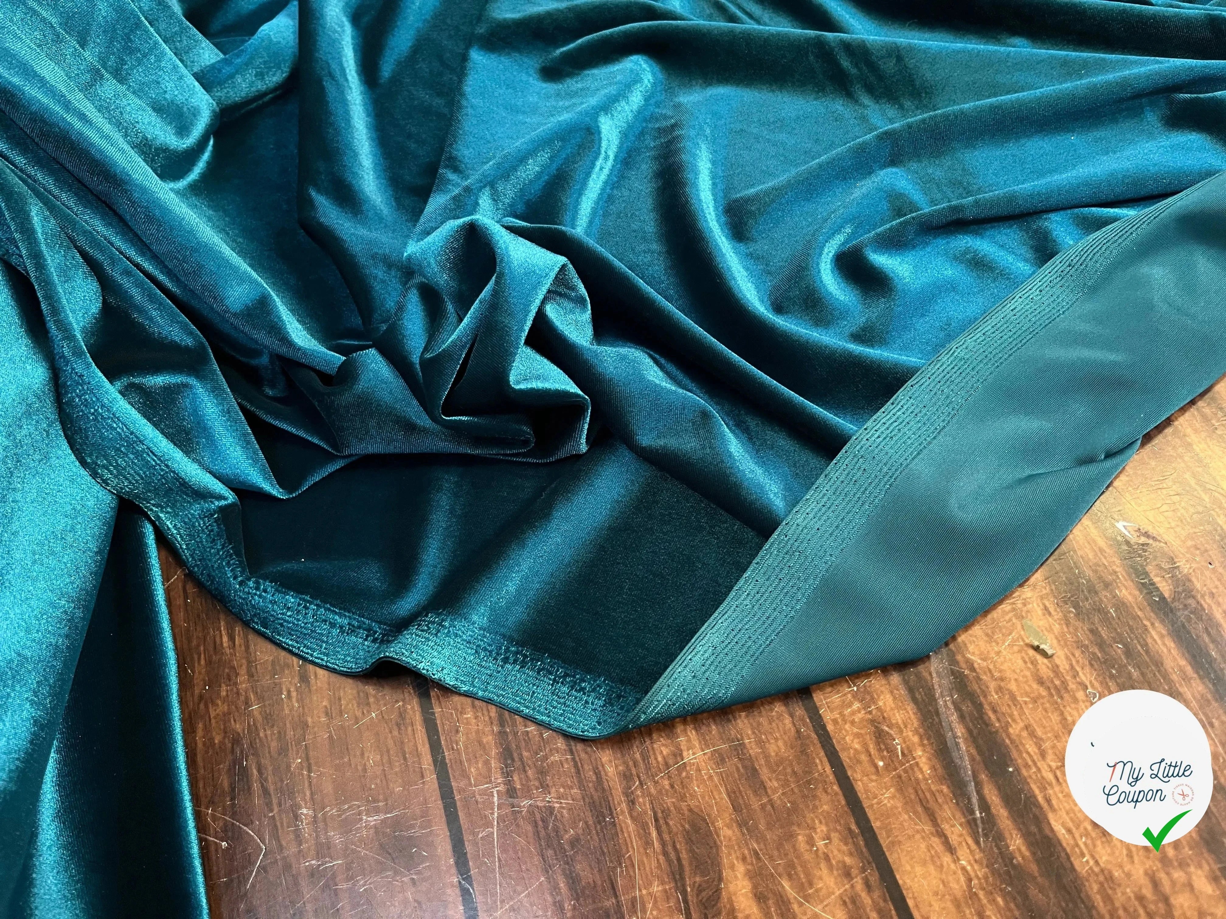VELOURS CARVICO MAILLE STRETCH BLEU CANARD - My Little Coupon
