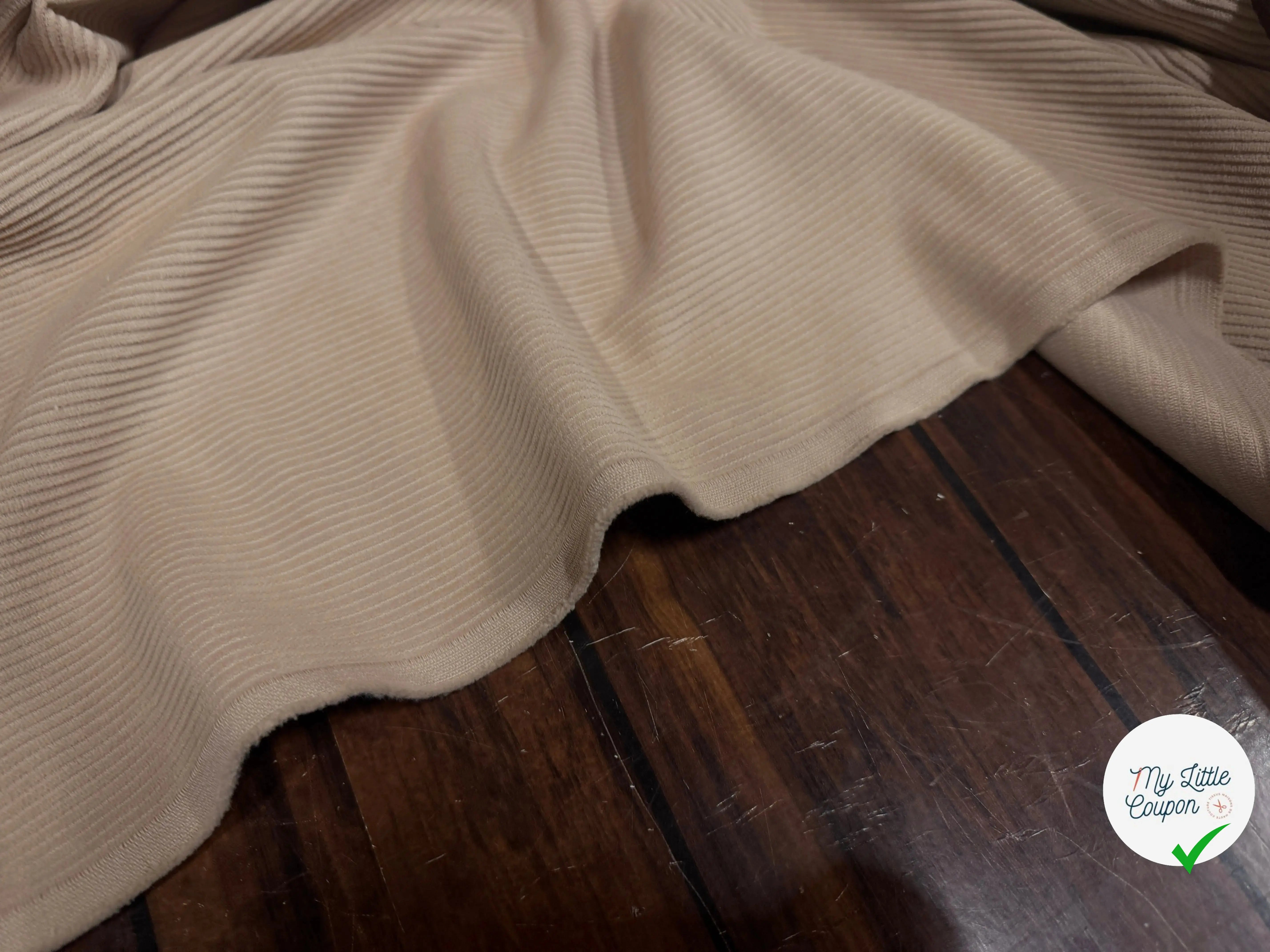 VELOURS COTELÉ 100% COTON BEIGE - My Little Coupon