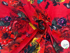 VELOURS DE COTON IMPRIMÉ FLORAL ET PAPILLONS ROUGE MLC INTERN