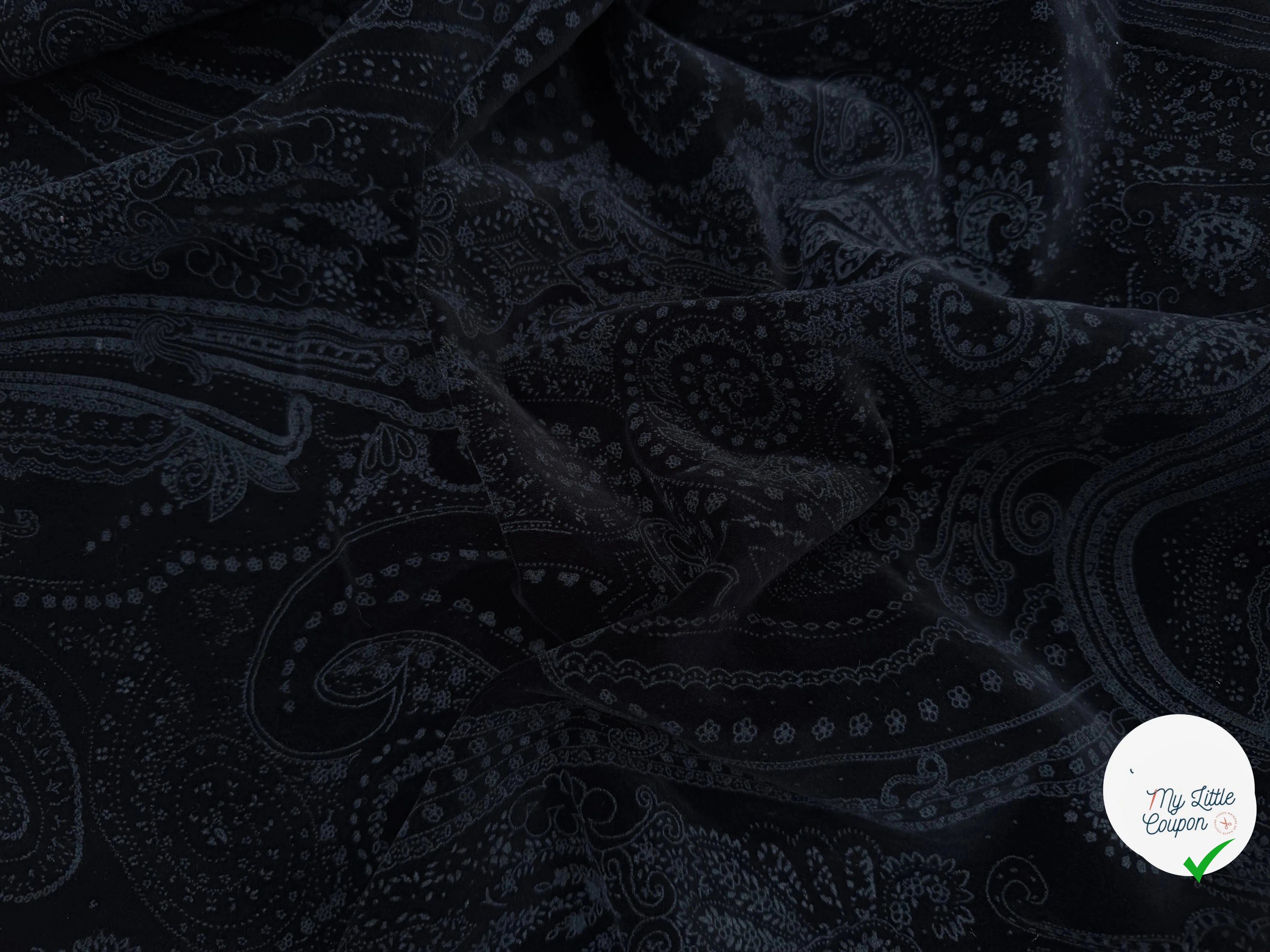 VELOURS DE COTON NOIR MOTIF ESPRIT PERSAN - My Little Coupon