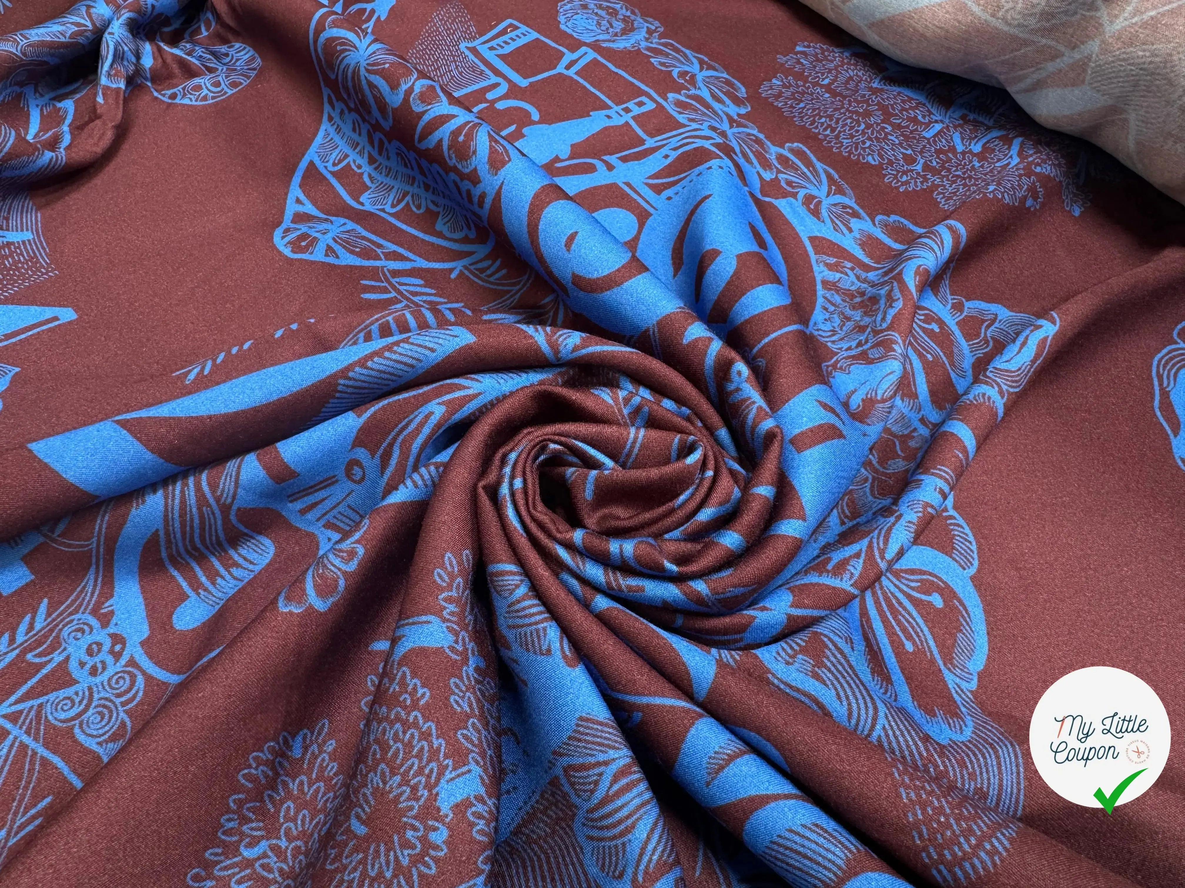 VELOUTINE 100% COTON BLEU ET MARRON - My Little Coupon