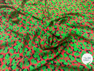 VISCOSE À FOND ROUGE AVEC MOTIFS FLORAUX VERTS - My Little Coupon