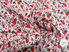 VISCOSE À MOTIFS DE ROSES ROUGES SUR FOND BLANC - My Little Coupon