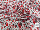 VISCOSE À MOTIFS DE ROSES ROUGES SUR FOND BLANC - My Little Coupon
