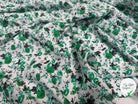 VISCOSE À MOTIFS DE ROSES VERTES SUR FOND BLANC - My Little Coupon