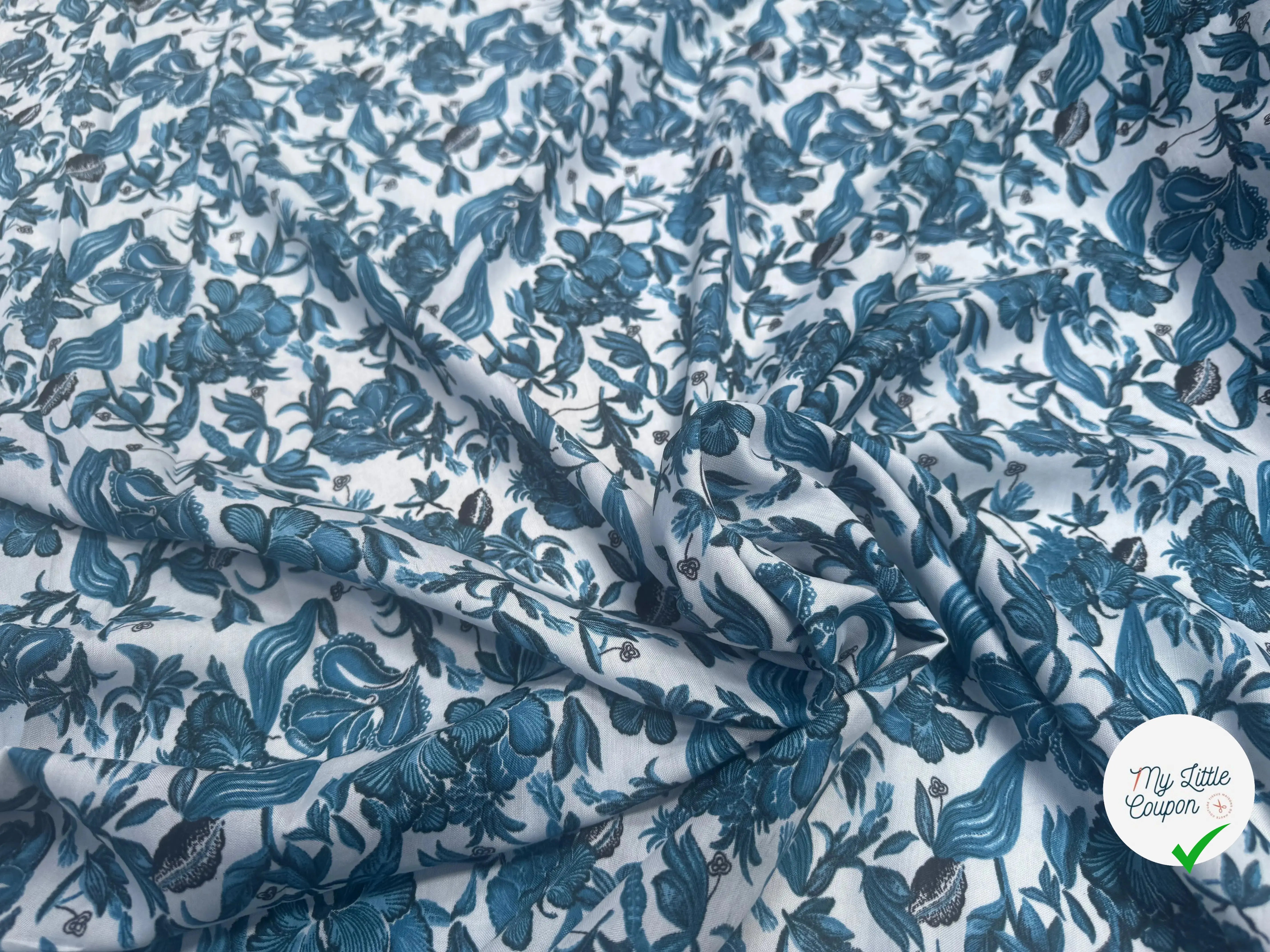 VISCOSE À MOTIFS MALLOW BLEUS - My Little Coupon