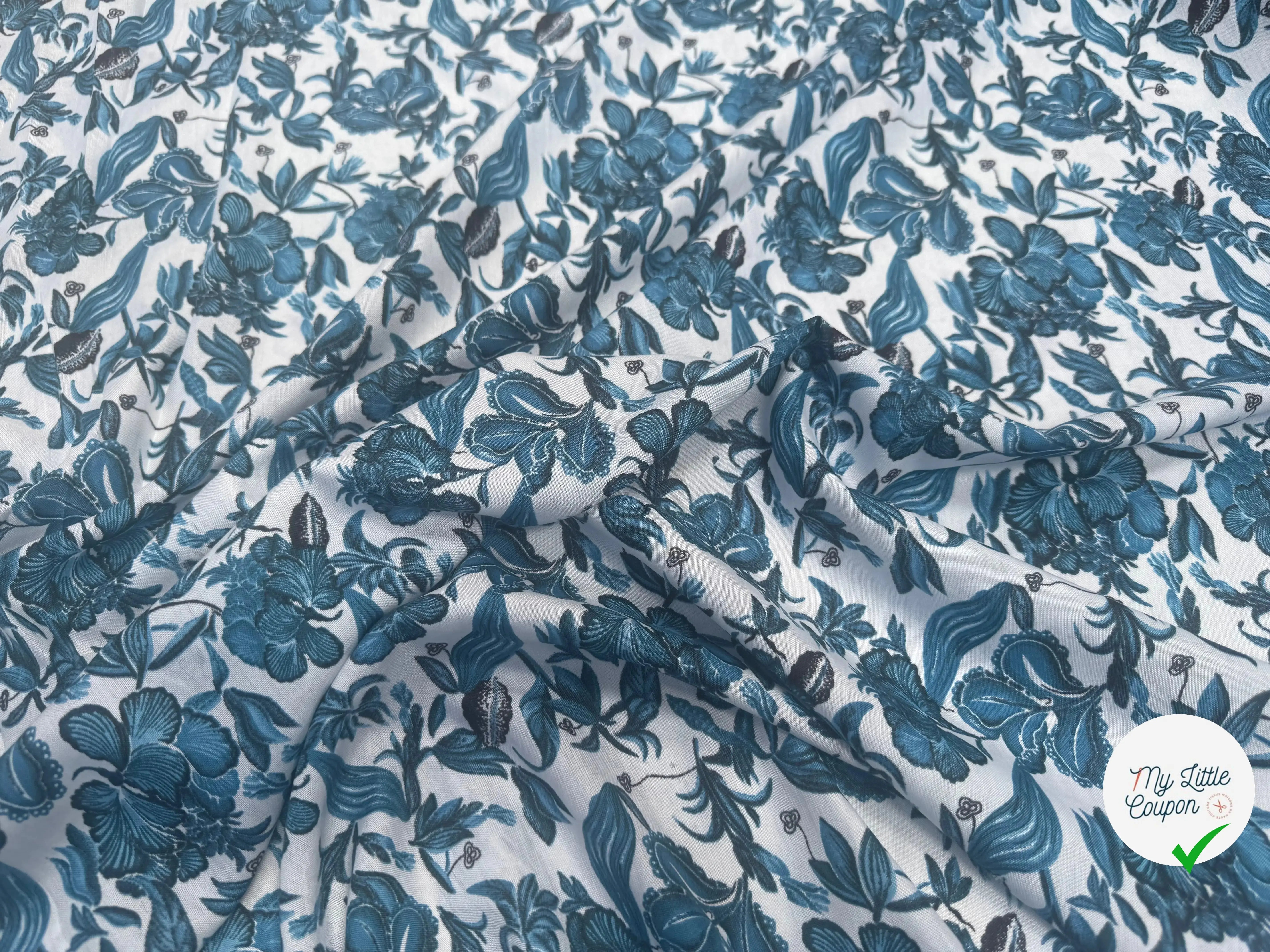 VISCOSE À MOTIFS MALLOW BLEUS - My Little Coupon