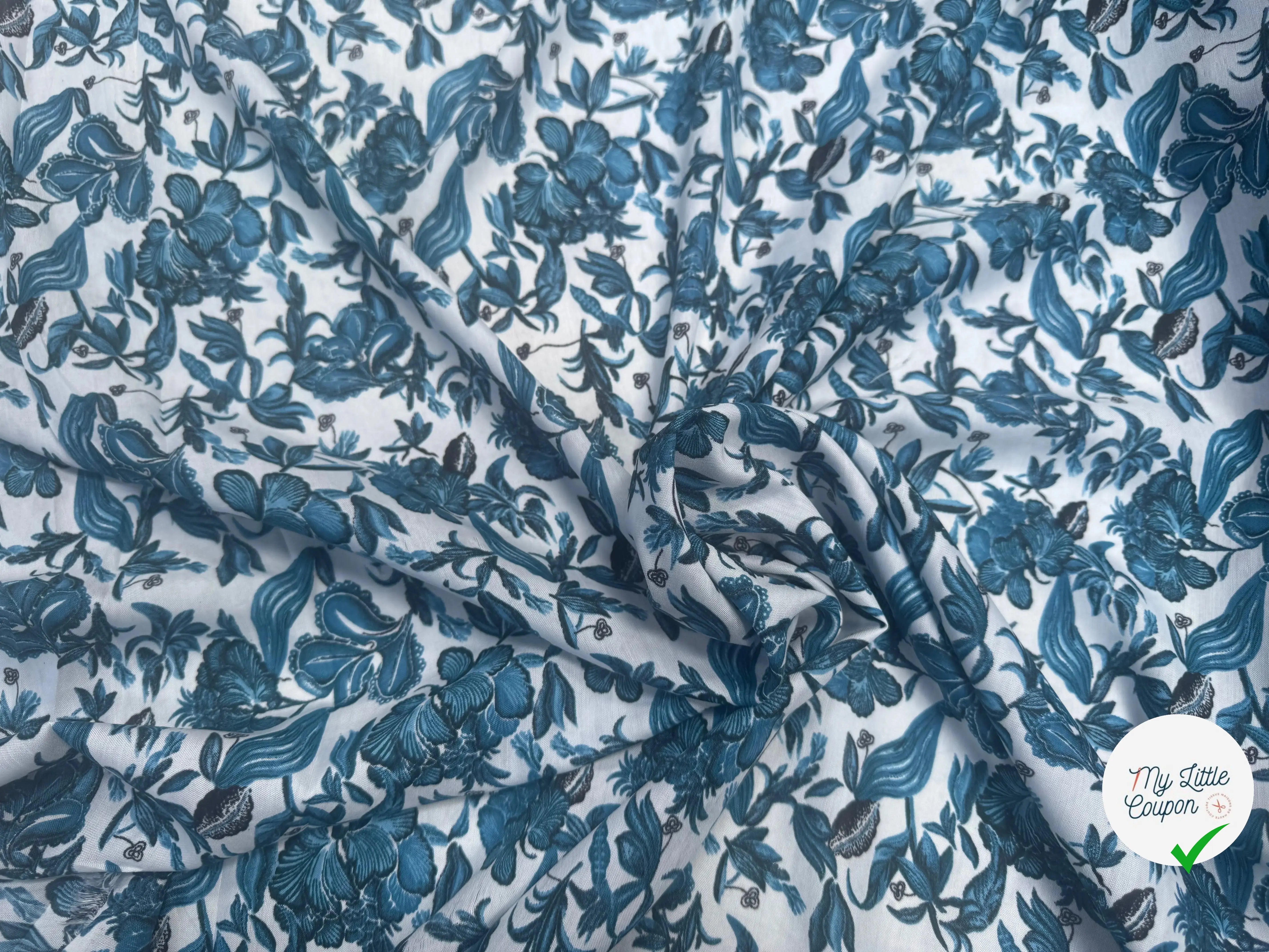 VISCOSE À MOTIFS MALLOW BLEUS - My Little Coupon