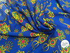 VISCOSE ARLEQUIN AVEC MOTIFS MAINS FOND BLEU - My Little Coupon