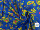 VISCOSE ARLEQUIN AVEC MOTIFS MAINS FOND BLEU - My Little Coupon