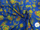 VISCOSE ARLEQUIN AVEC MOTIFS MAINS FOND BLEU - My Little Coupon