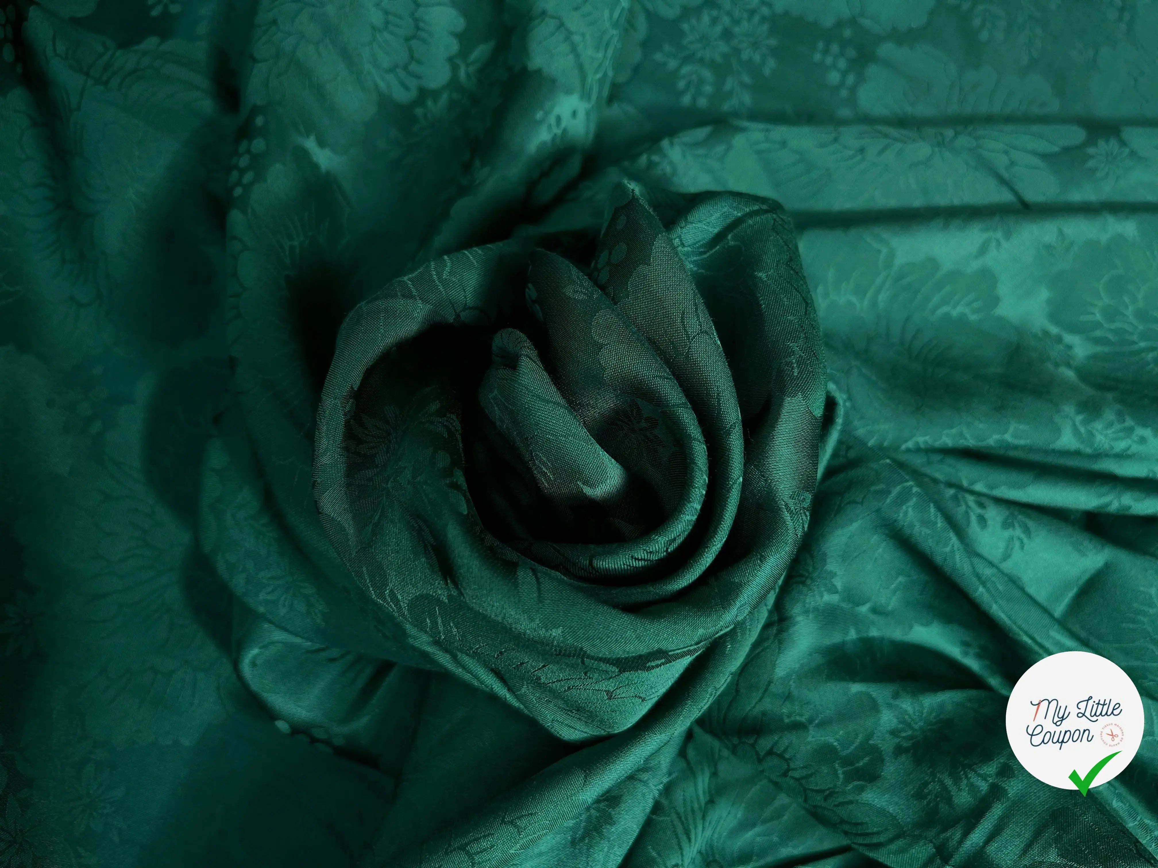 VISCOSE JACQUARD IMPRIMÉ FLEURS VERT - My Little Coupon